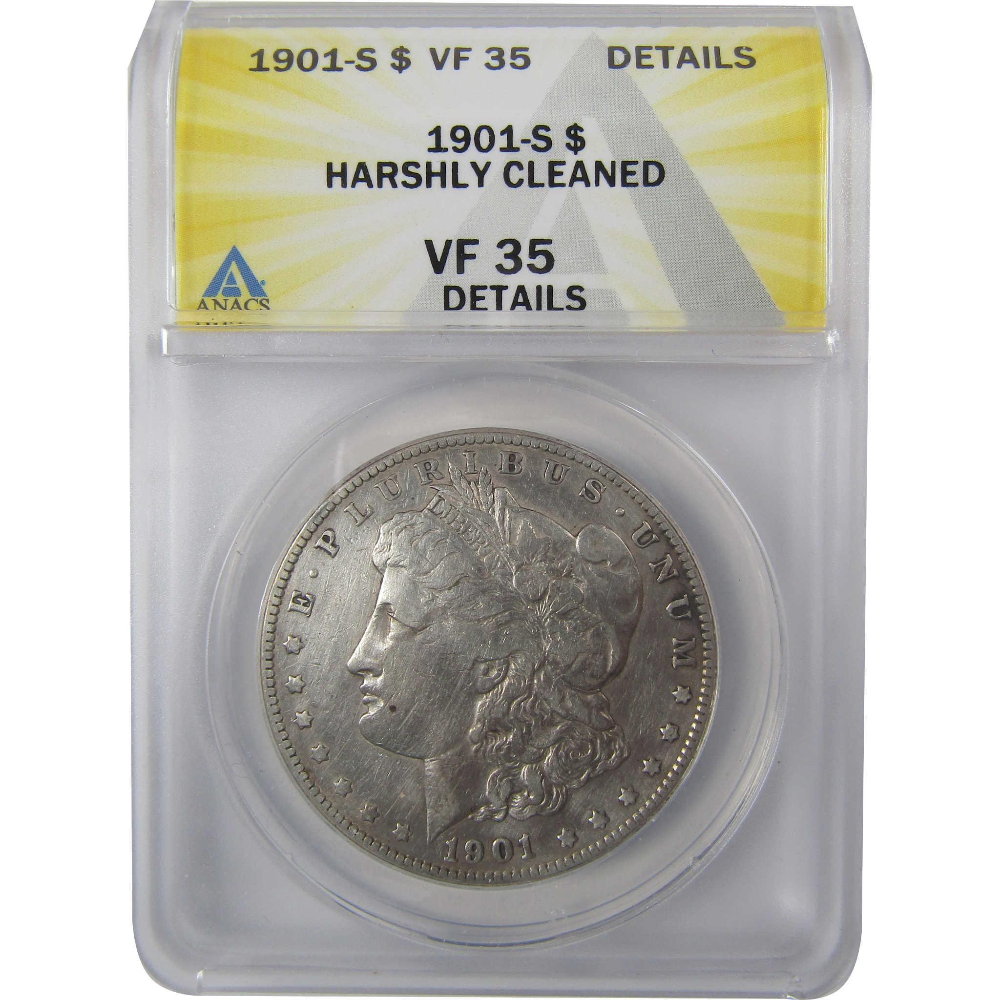 1901 S Morgan Silver Dollar VF 35 Details ANACS $1 Coin SKU:I25413 - Morgan coin - Morgan silver dollar - Morgan silver dollar for sale - Profile Coins & Collectibles