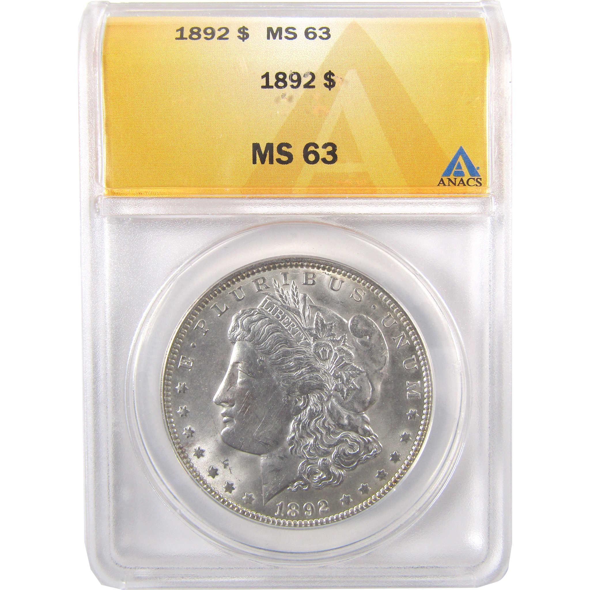 1892 Morgan Dollar MS 63 ANACS Silver Uncirculated $1 Coin SKU:I17987 - Morgan coin - Morgan silver dollar - Morgan silver dollar for sale - Profile Coins & Collectibles