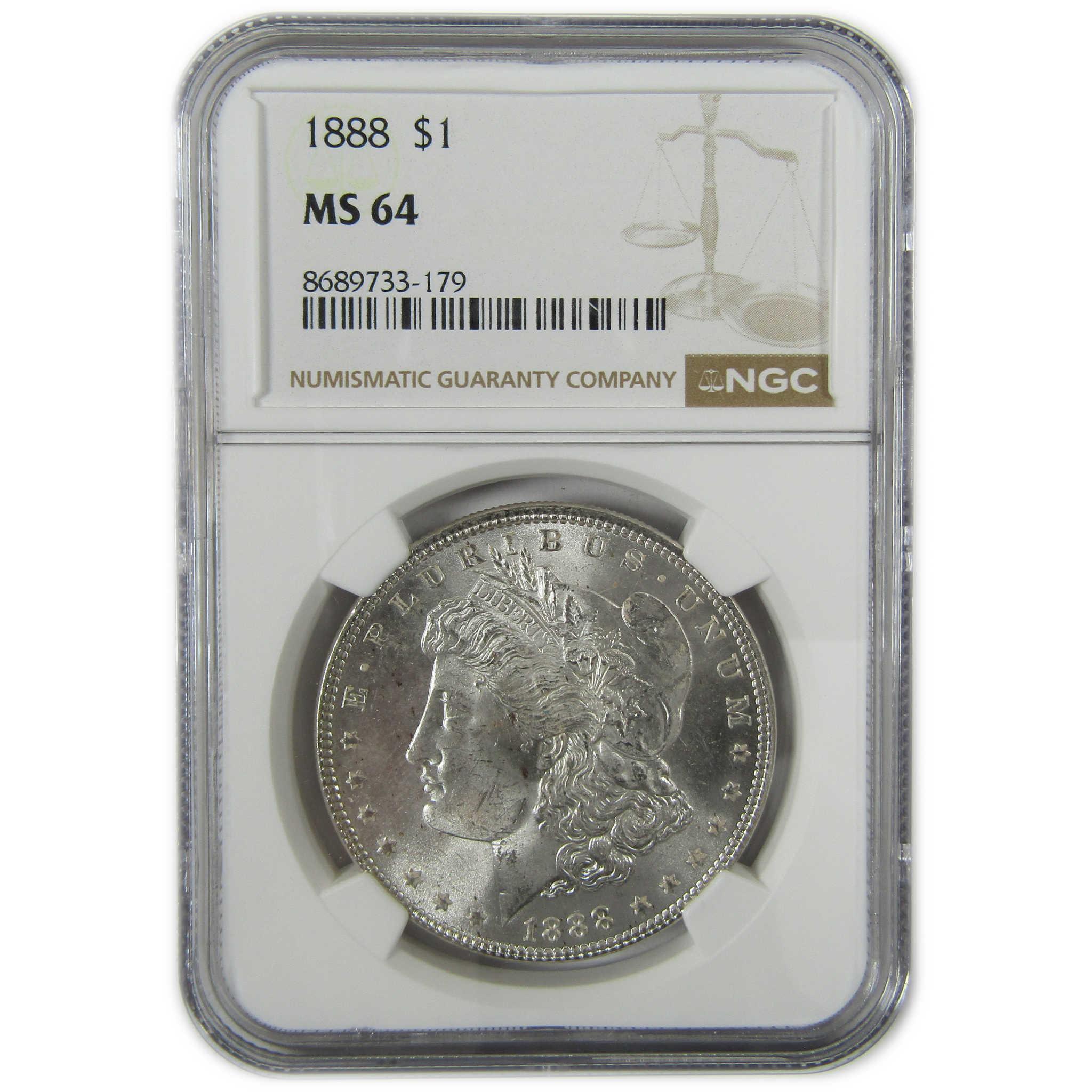 1888 Morgan Silver Dollar MS 64 NGC Uncirculated $1 Coin SKU:CP467 - Morgan coin - Morgan silver dollar - Morgan silver dollar for sale - Profile Coins & Collectibles