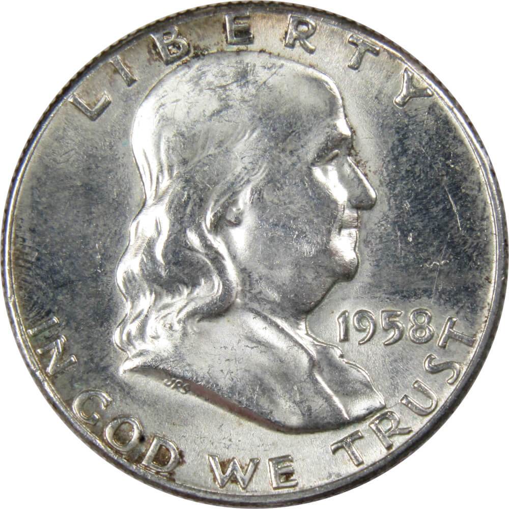1958 Franklin Half Dollar AU About Uncirculated Silver 50c Coin