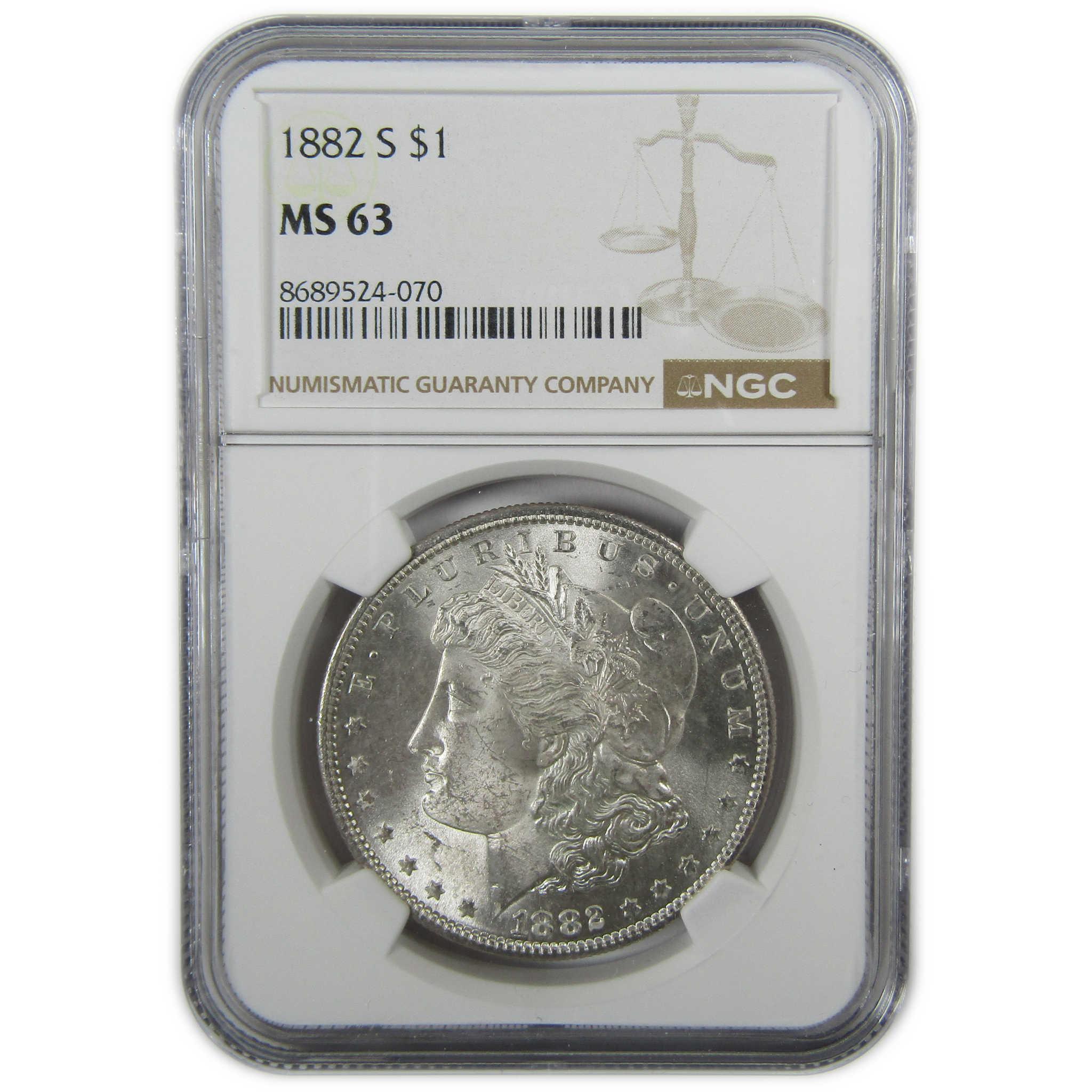 1882 S Morgan Silver Dollar MS 63 NGC Uncirculated $1 Coin SKU:CP392 - Morgan coin - Morgan silver dollar - Morgan silver dollar for sale - Profile Coins & Collectibles