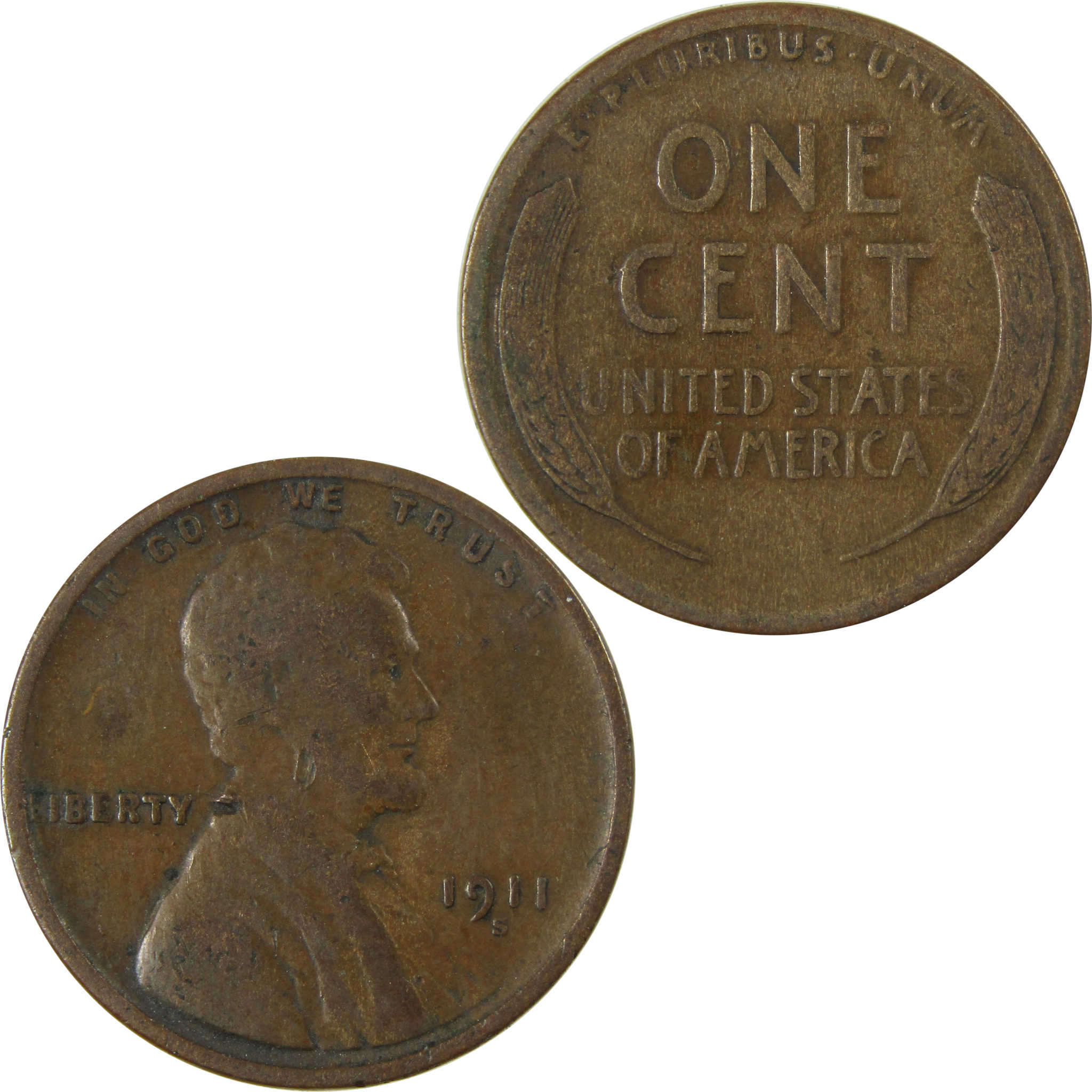 1911 S Lincoln Wheat Cent F Fine Details Penny 1c Coin SKU:I26373