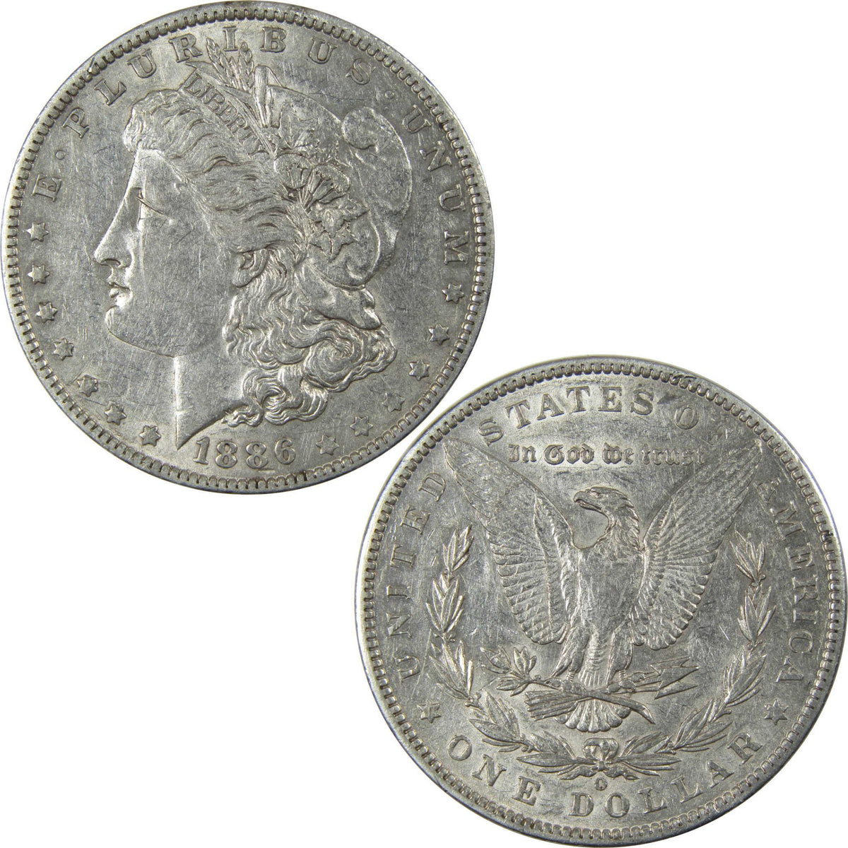 1886 O Morgan Dollar AU About Uncirculated Silver $1 Coin SKU:I23697 - Morgan coin - Morgan silver dollar - Morgan silver dollar for sale - Profile Coins & Collectibles