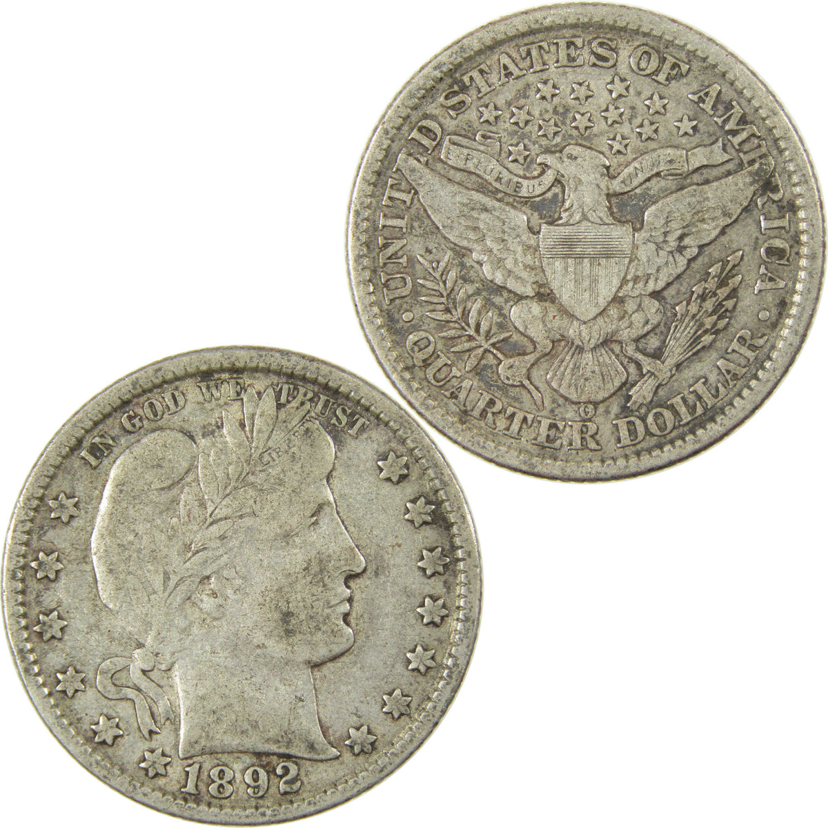 1892 O Barber Silver Quarter F Fine 25c Coin Collectible