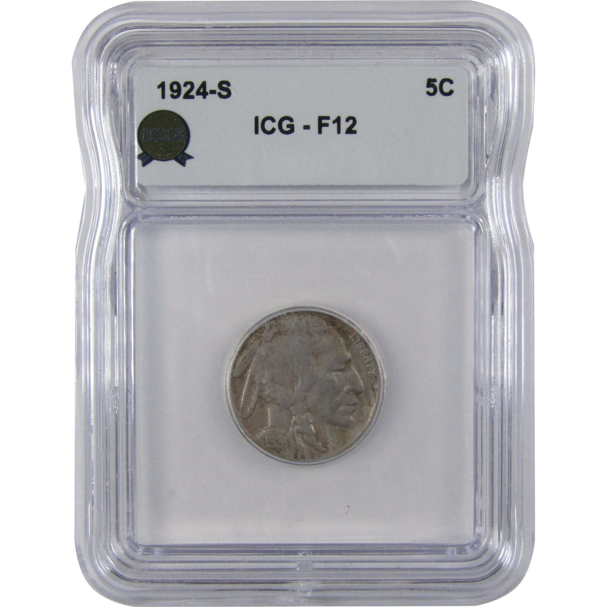 1924 S Indian Head Buffalo Nickel F 12 ICG 5c Coin SKU:I29125