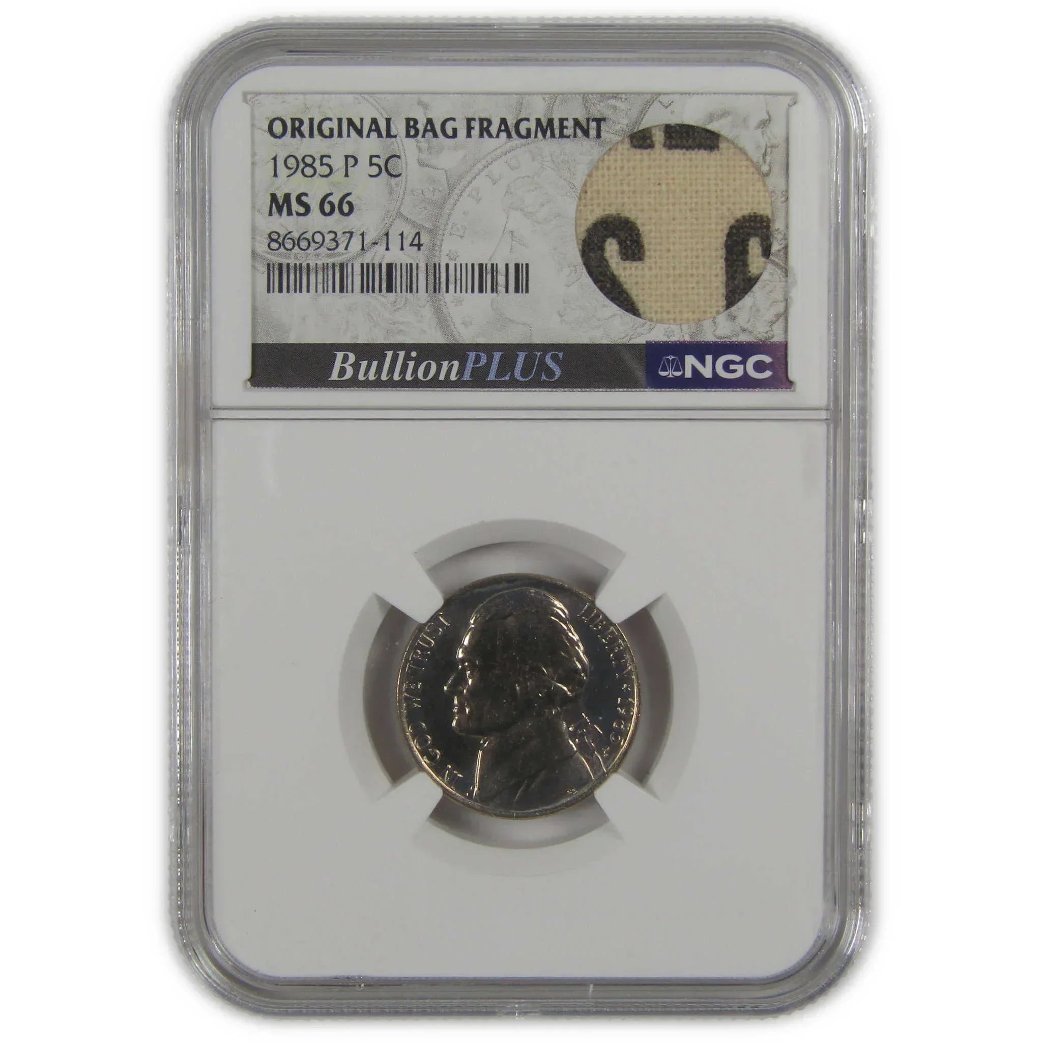 1985 P Jefferson Nickel MS 66 NGC Original Bag Fragment SKU:I23498