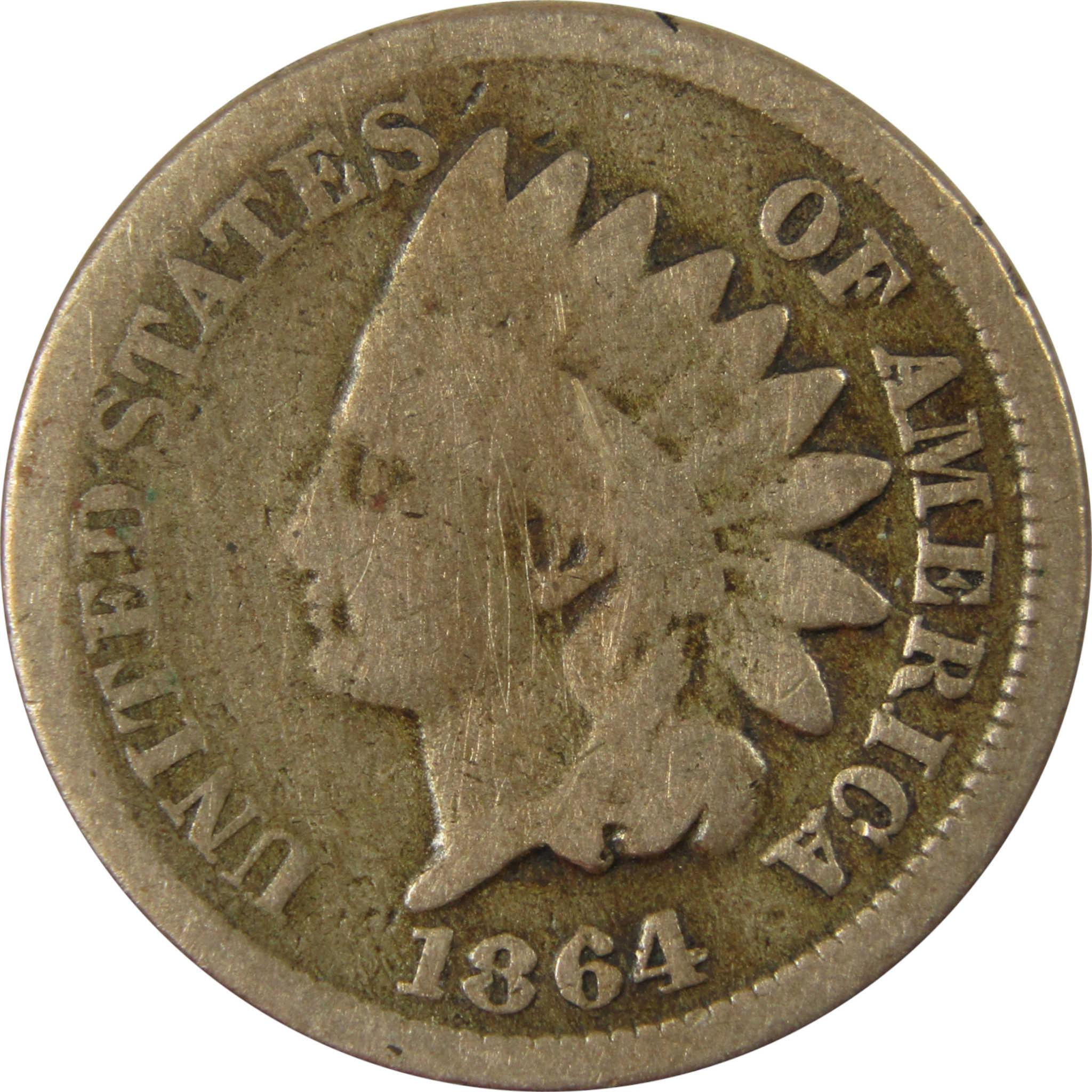 1864 Indian Head Copper-Nickel Cent G Good Details Penny SKU:CP1215
