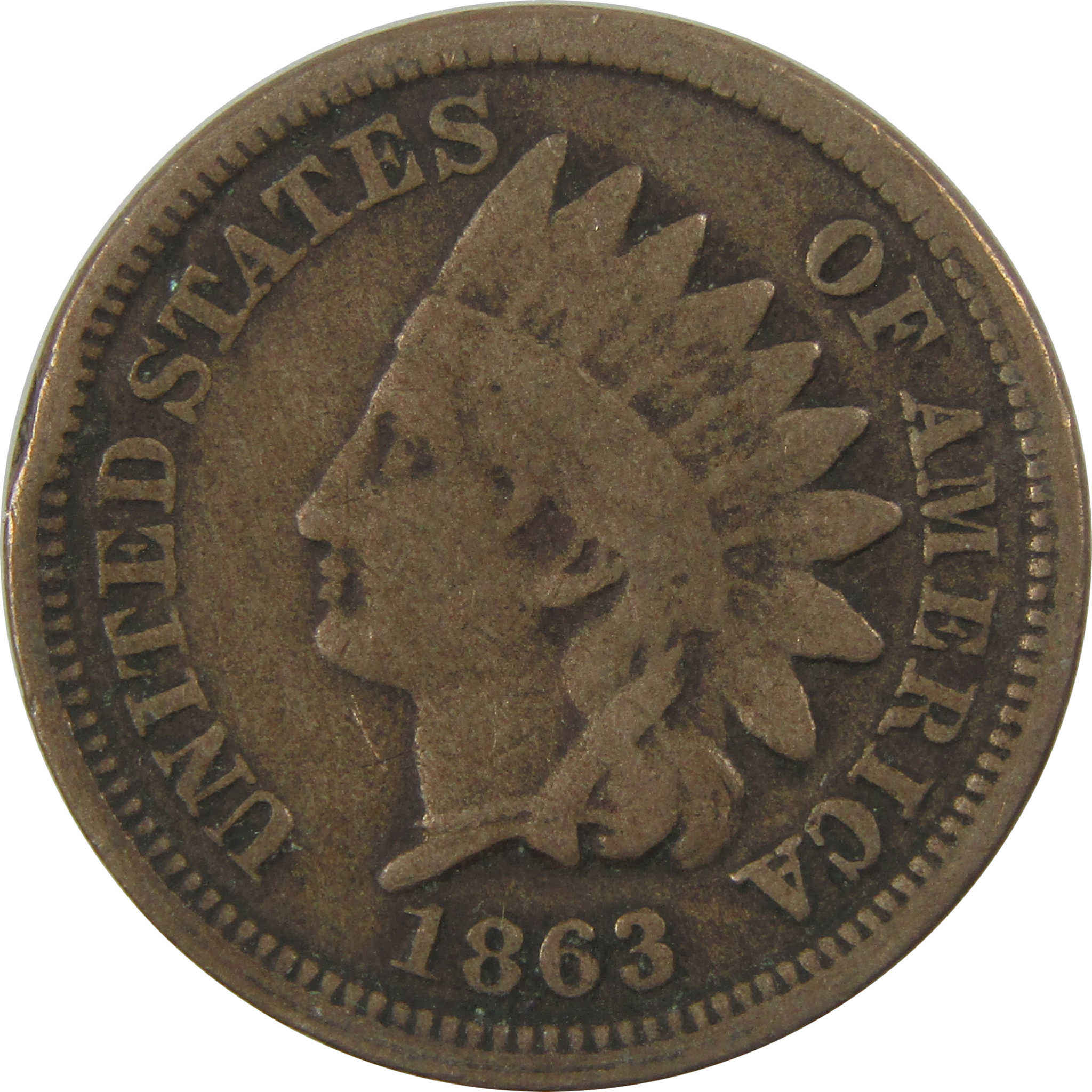 1863 Indian Head Cent G Good Penny 1c Coin Collectible SKU:I24294
