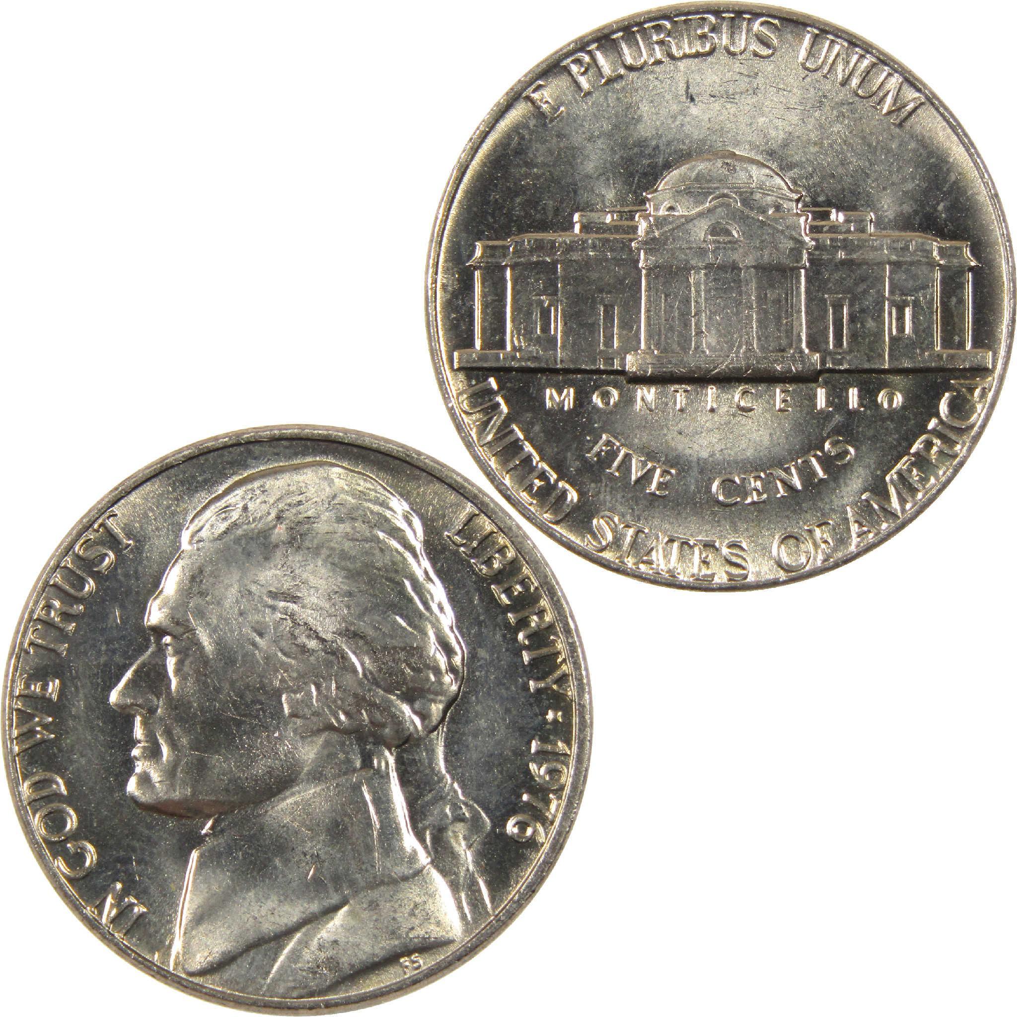 1976 Jefferson nickel collectible coin, obverse and reverse faces displayed