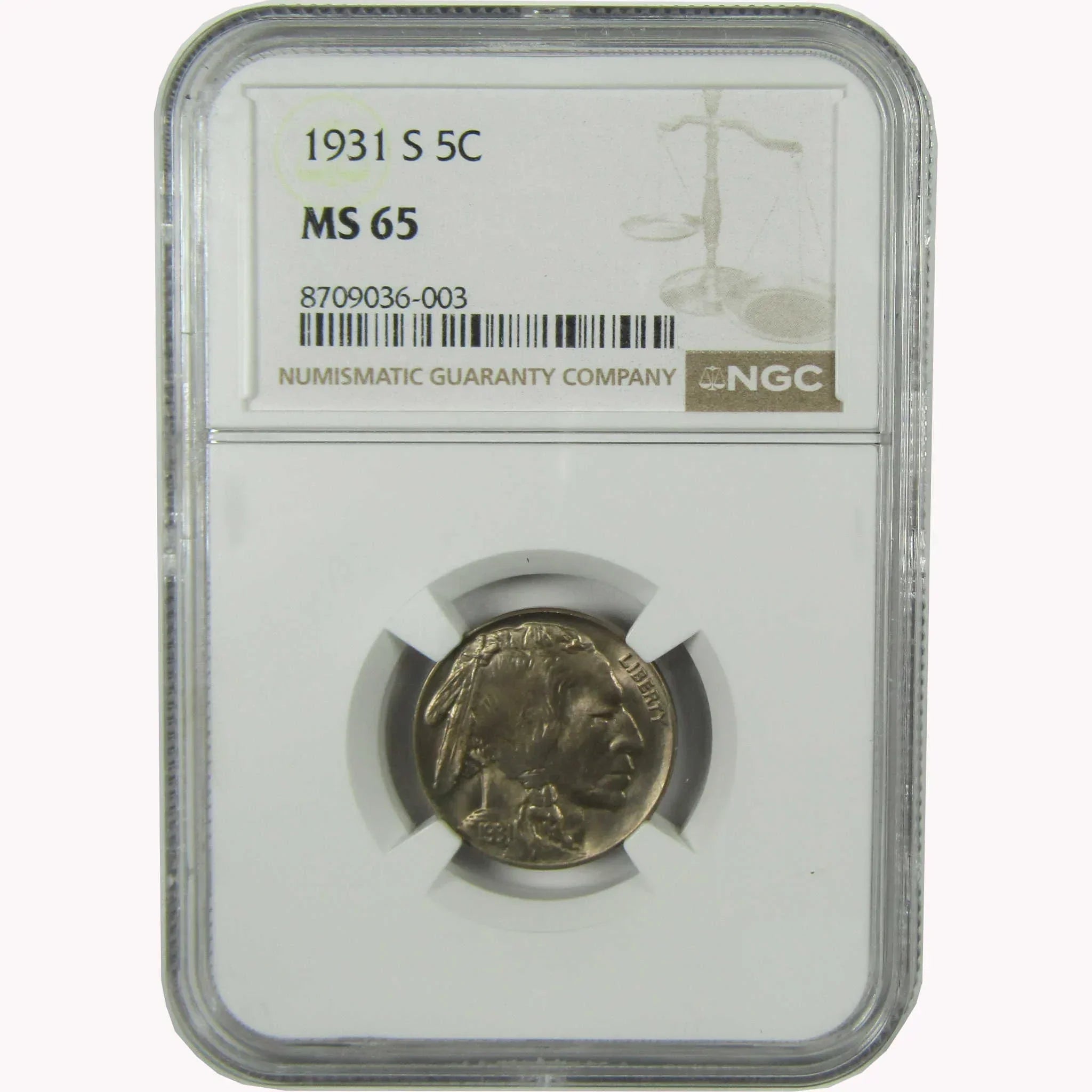 1931 S Indian Head Buffalo Nickel MS 65 NGC Uncirculated 5c Coin