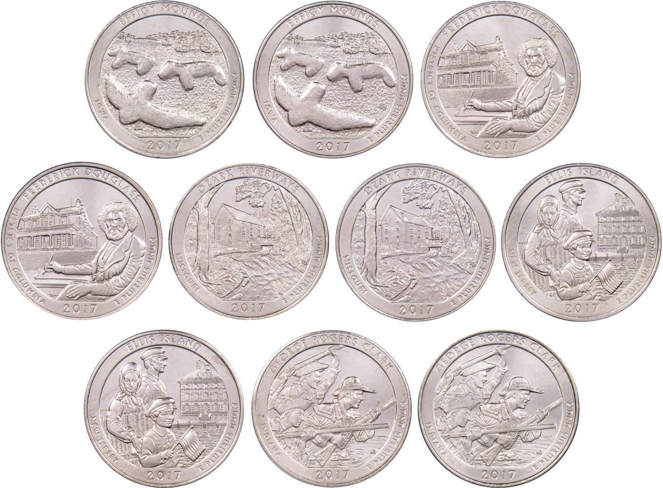2017 P&D Quarter 10 Coin Set Clad Uncirculated Mint State