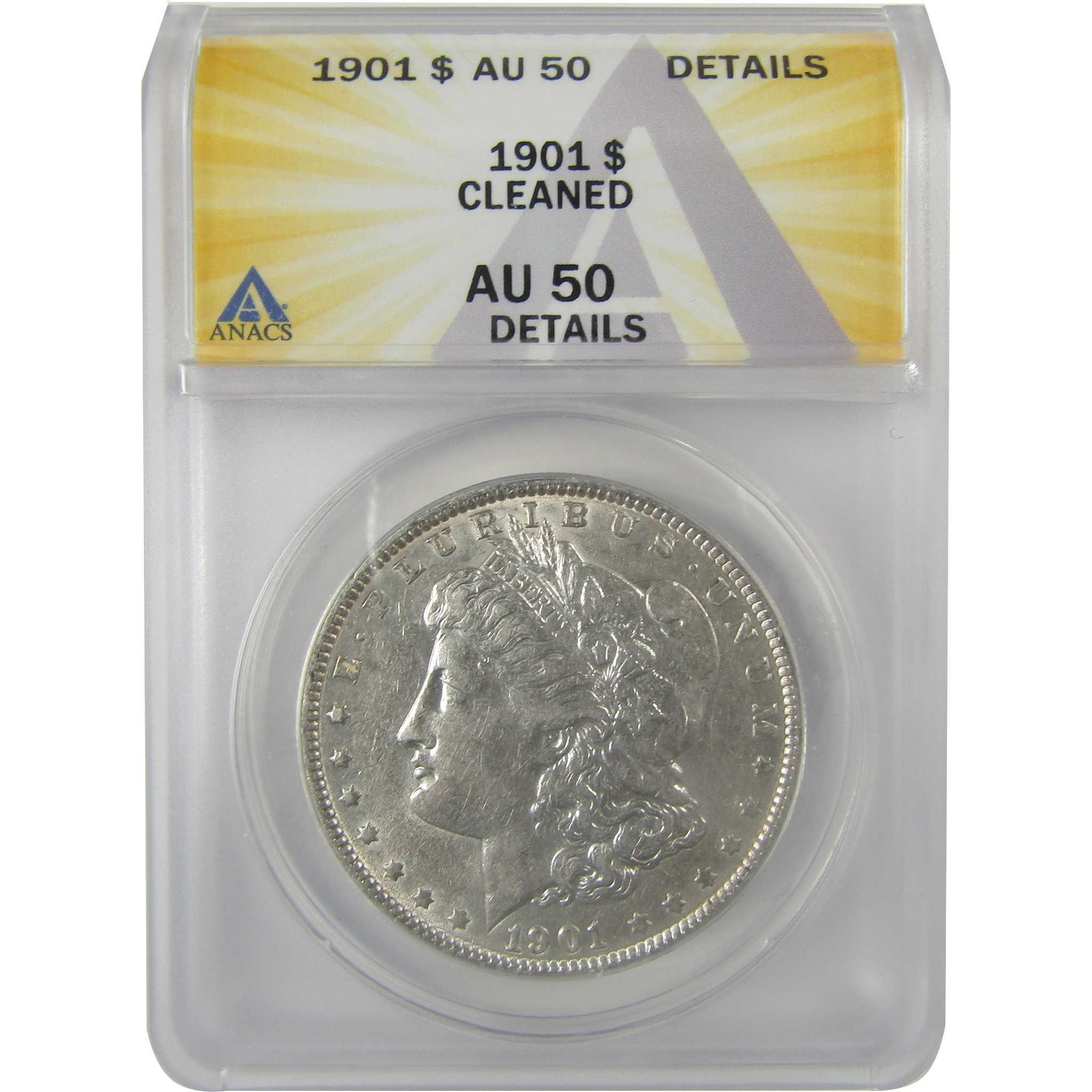 1901 Morgan Dollar AU 50 Details ANACS Silver $1 Coin SKU:I21277 - Morgan coin - Morgan silver dollar - Morgan silver dollar for sale - Profile Coins & Collectibles