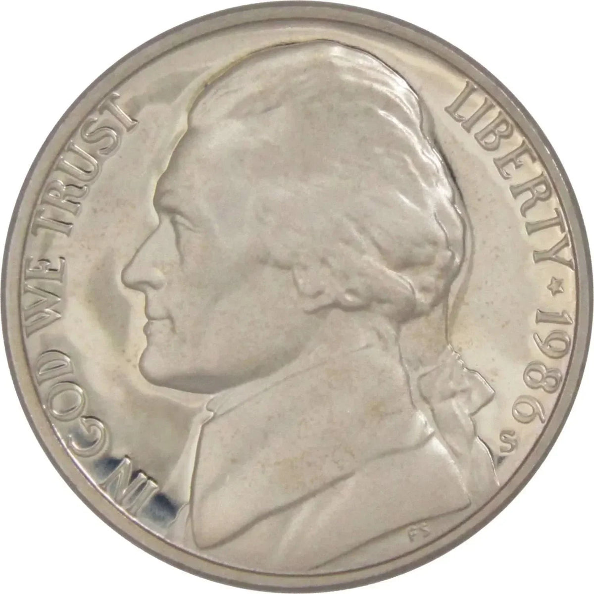 1986 S Jefferson Nickel Proof 5c Coin Collectible