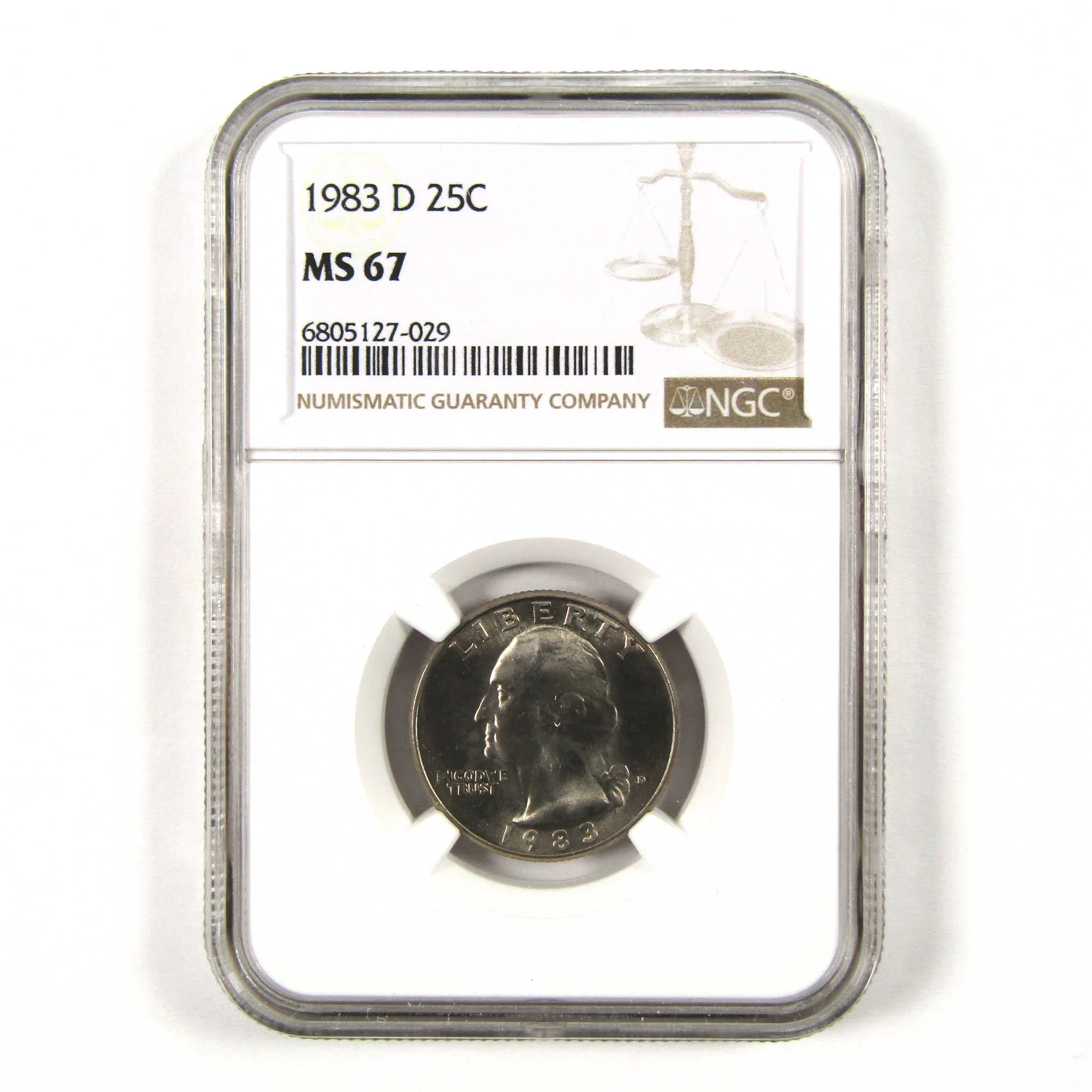 1983 D Washington Quarter MS 67 NGC Clad 25c Uncirculated SKU:I9574