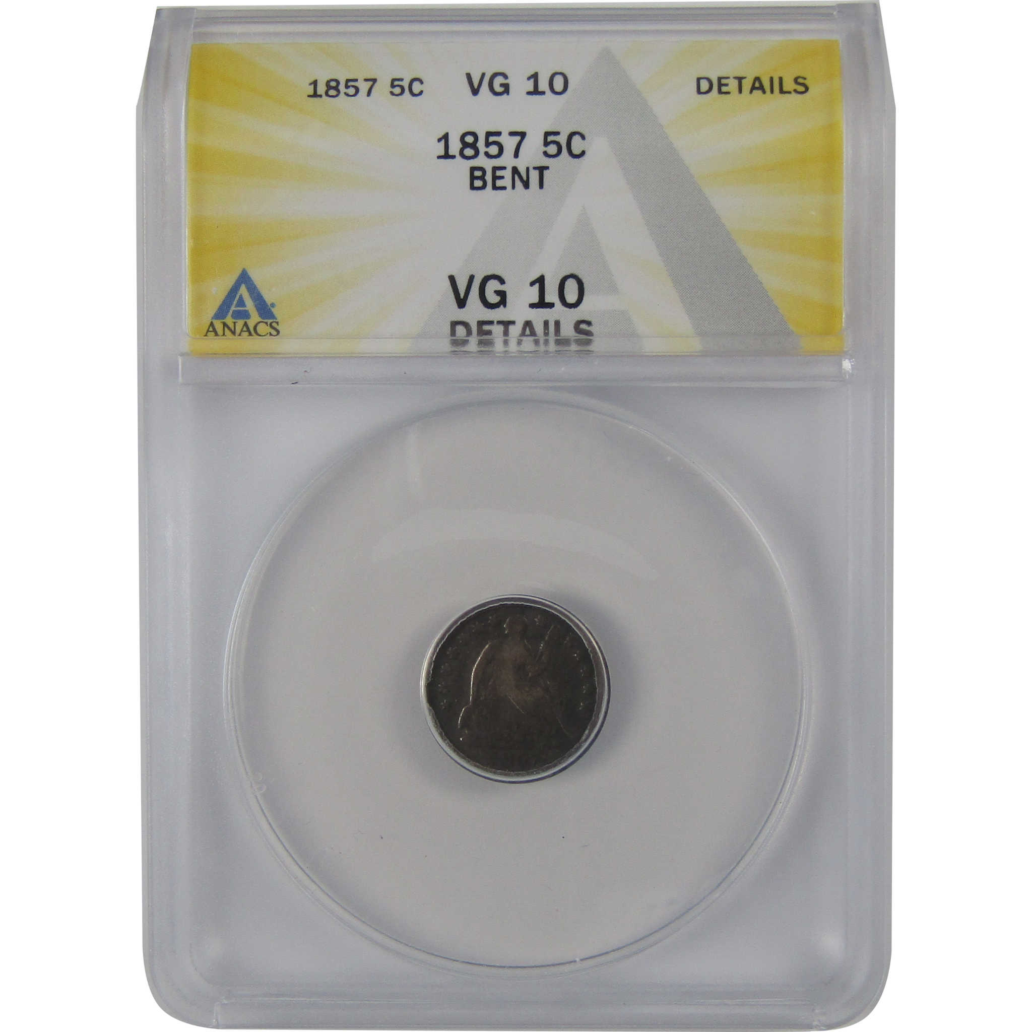 1857 Seated Liberty Half Dime VG 10 Details ANACS Silver SKU:CP131