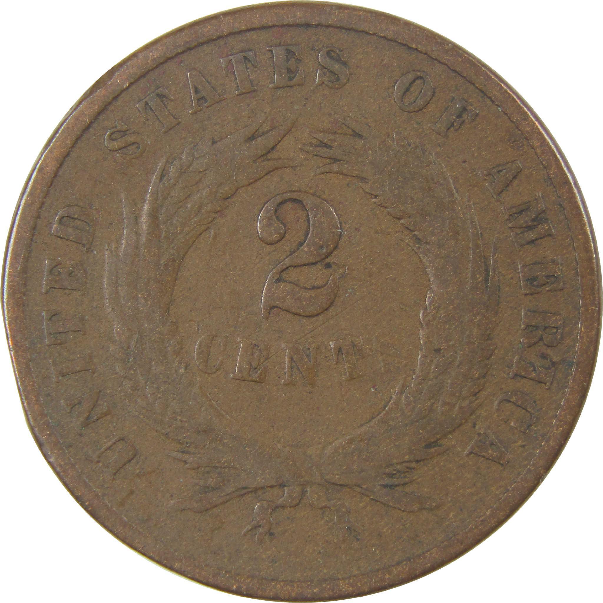 1868 Two Cent Piece VG Very Good 2c Coin