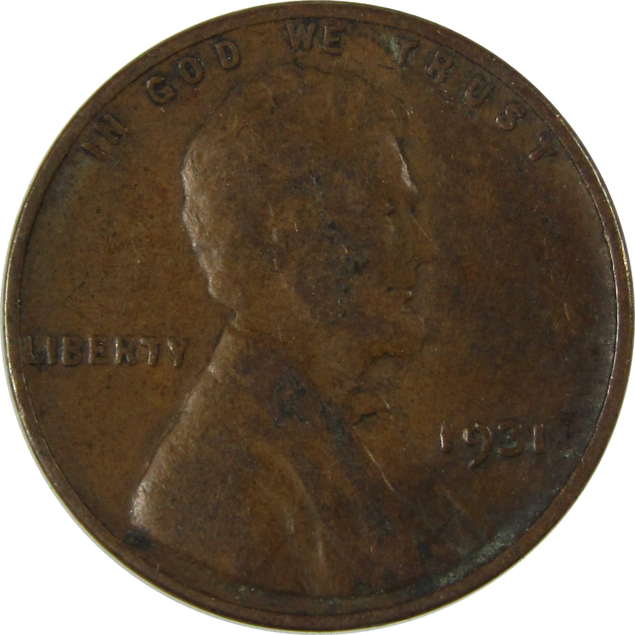1931 Lincoln Wheat Cent F Fine Penny 1c Coin Collectible SKU:I26762