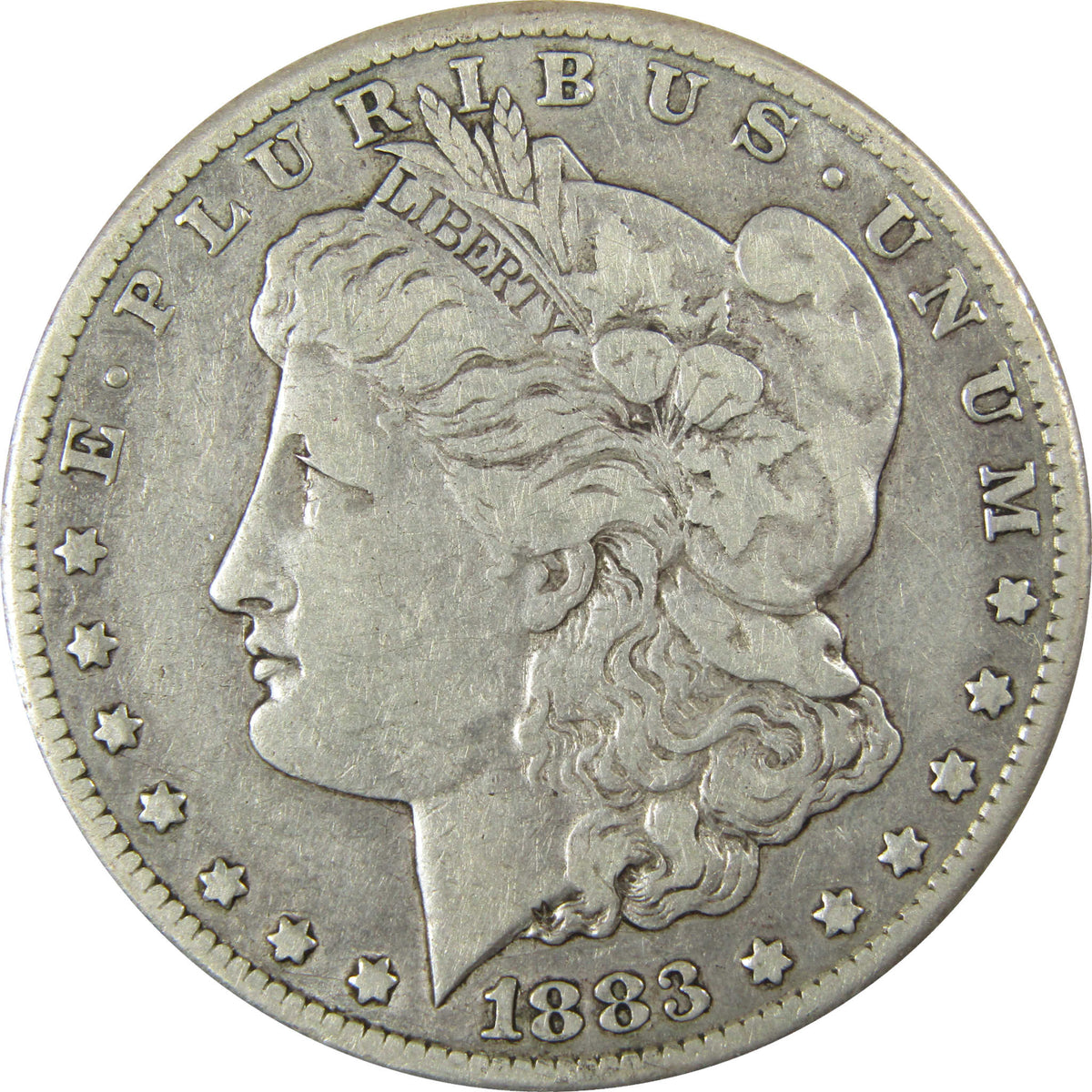 1883 CC Morgan Silver Dollar F Fine $1 Coin Collectible SKU:CP1577 - Morgan coin - Morgan silver dollar - Morgan silver dollar for sale - Profile Coins & Collectibles