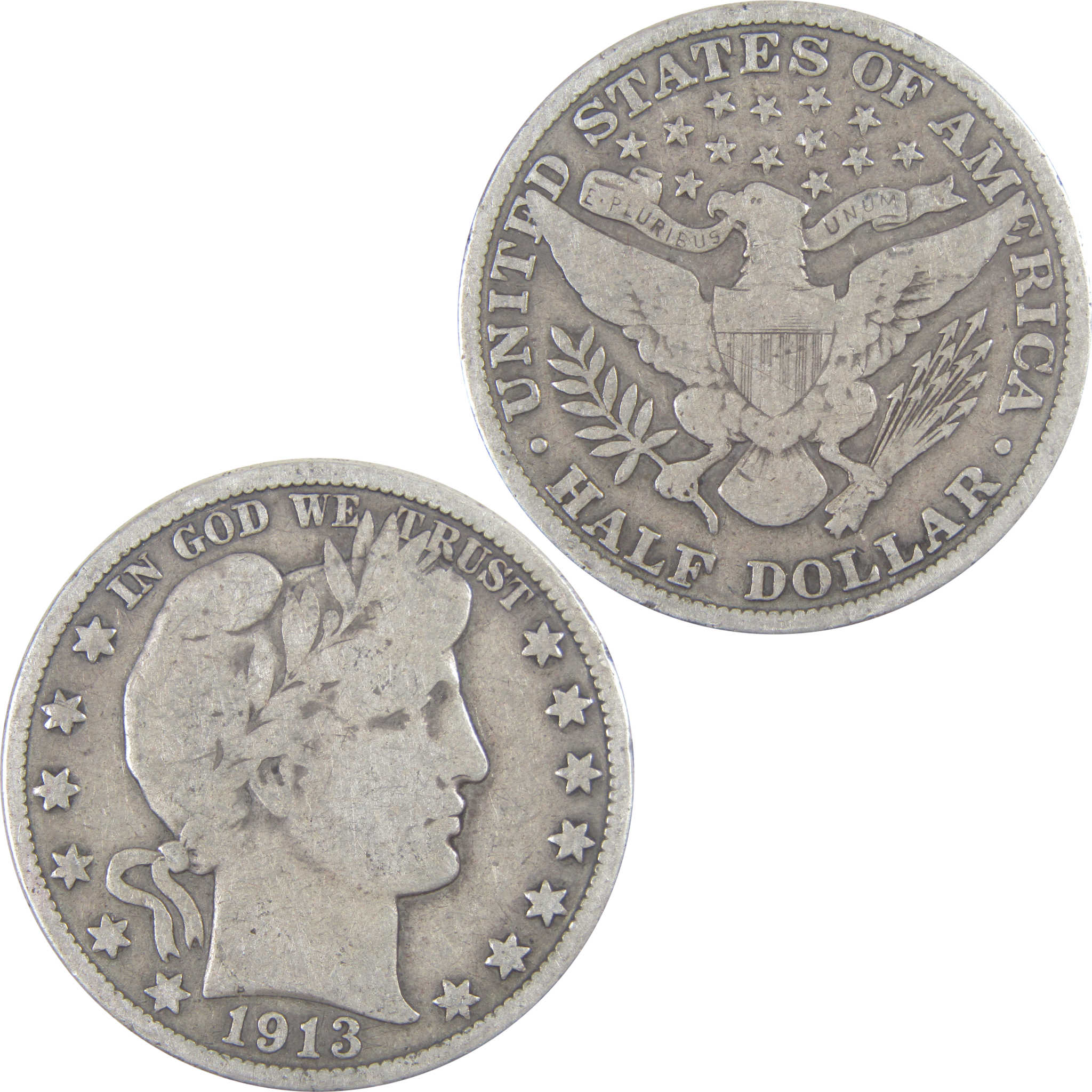 1913 Barber Half Dollar VG Very Good Silver 50c Coin SKU:I16672