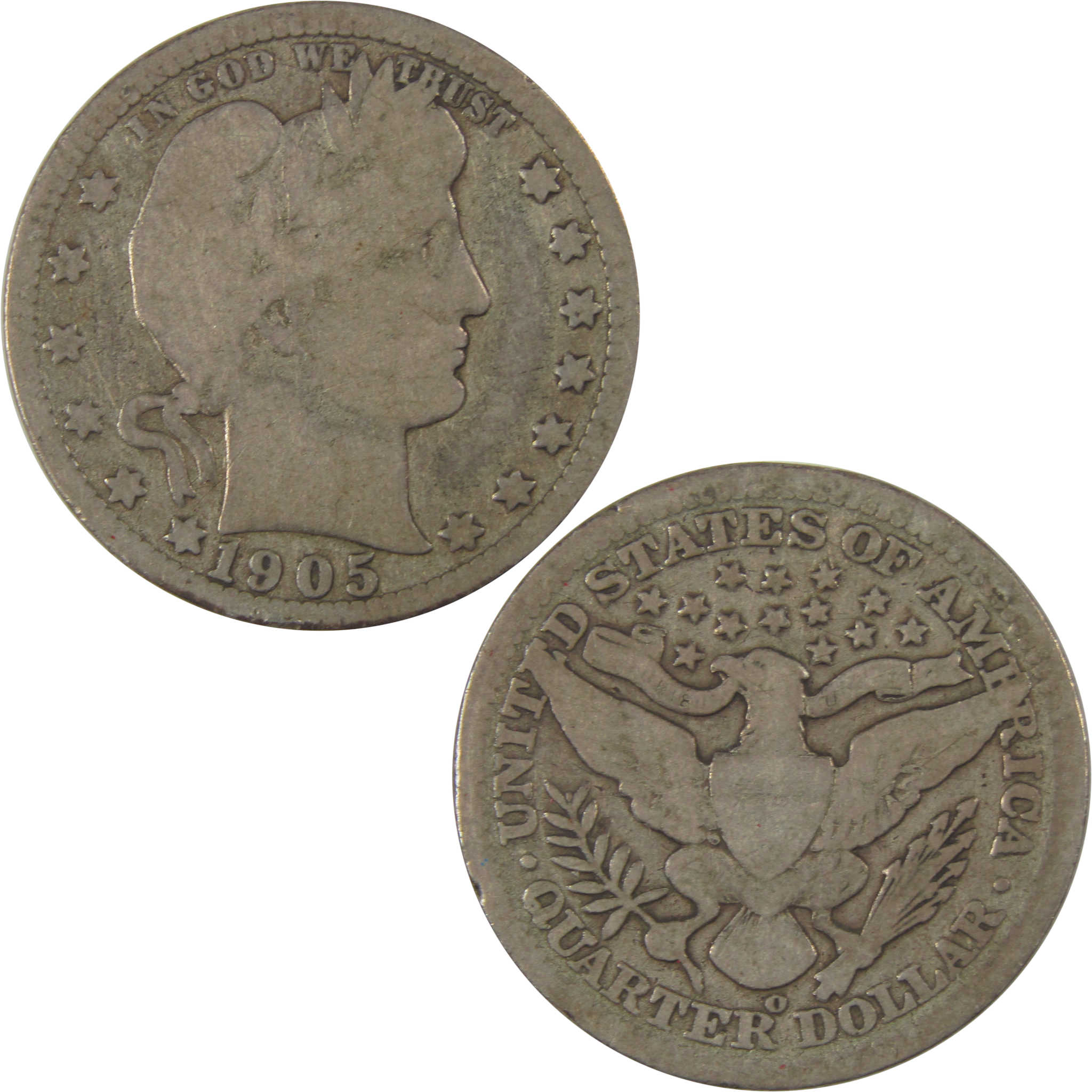 1905 O Barber Quarter G Good Silver 25c Coin SKU:I19764