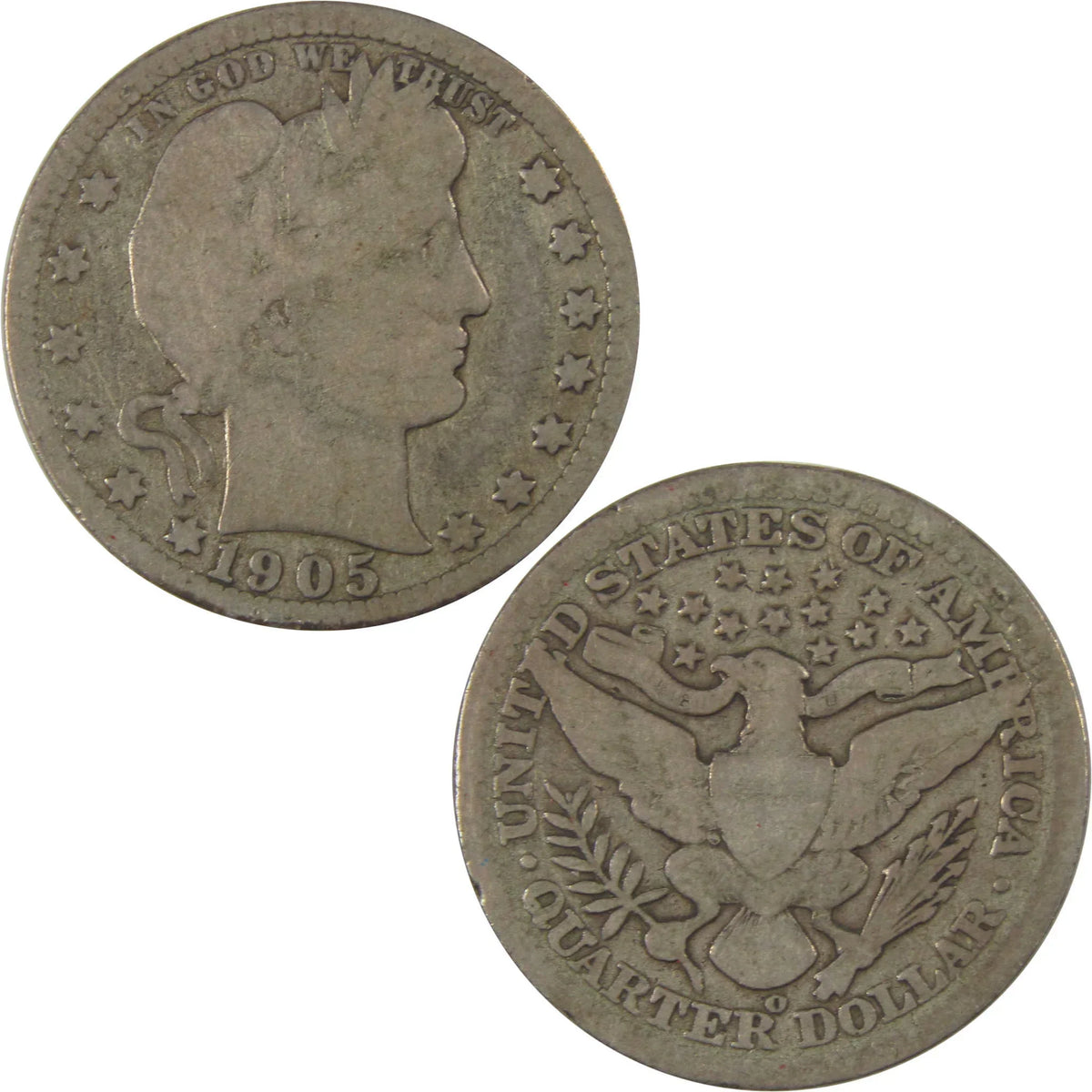 1905 O Barber Quarter G Good Silver 25c Coin SKU:I19764