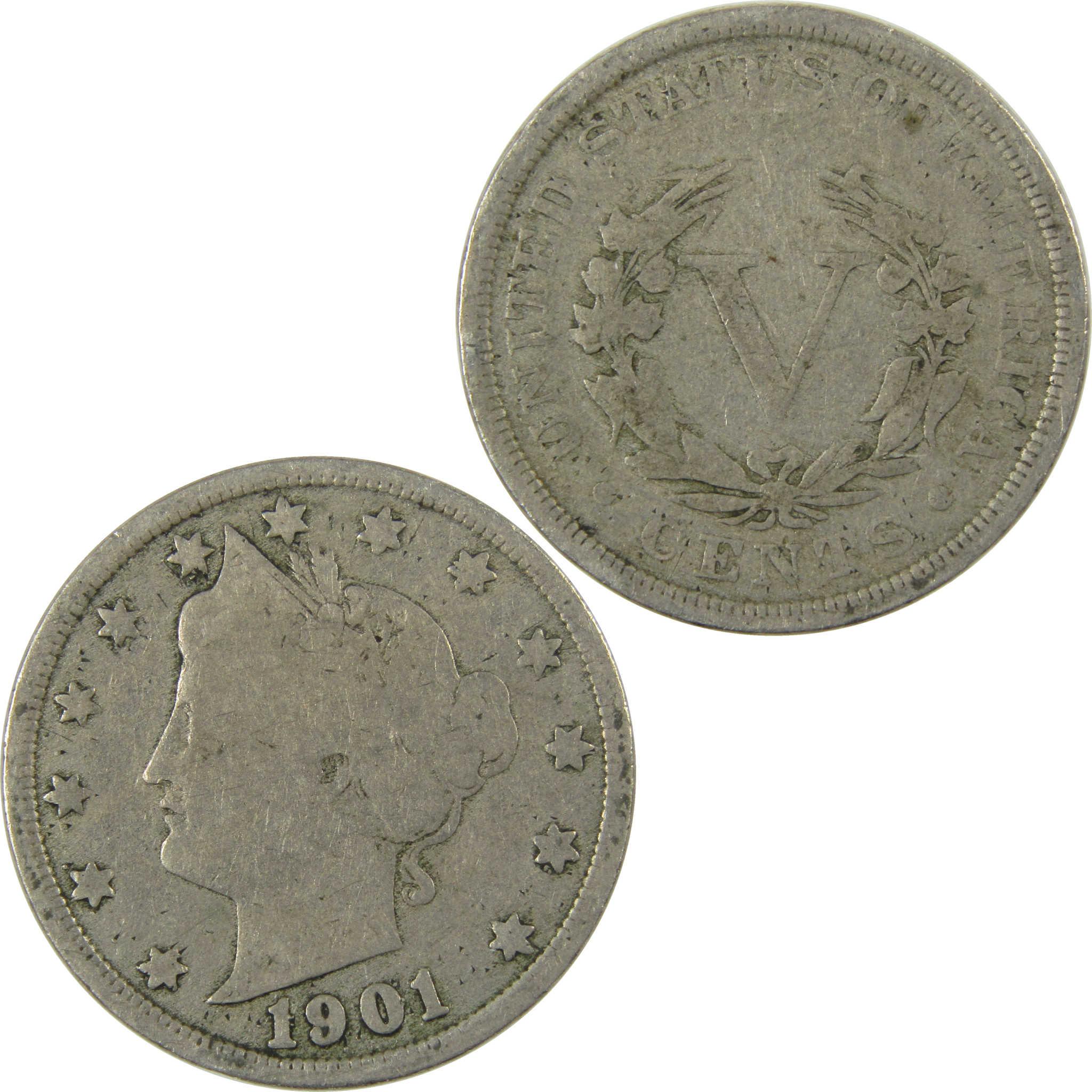 1901 Liberty Head V Nickel G Good 5c Coin SKU:I27212