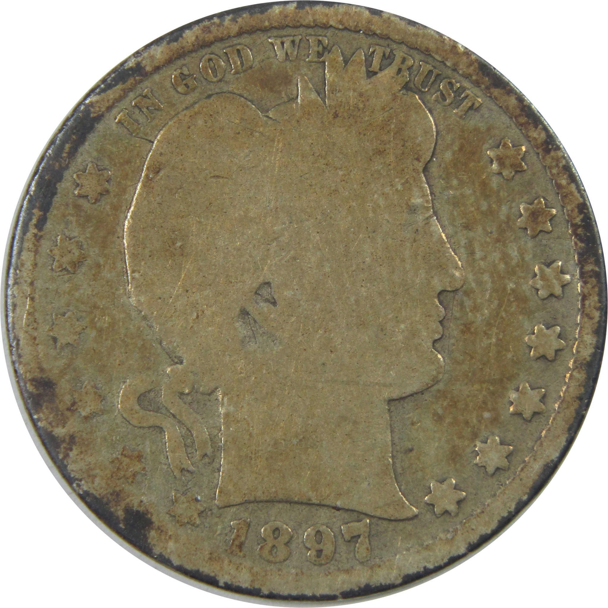 1897 S Barber Quarter AG About Good Silver 25c Coin SKU:I15435