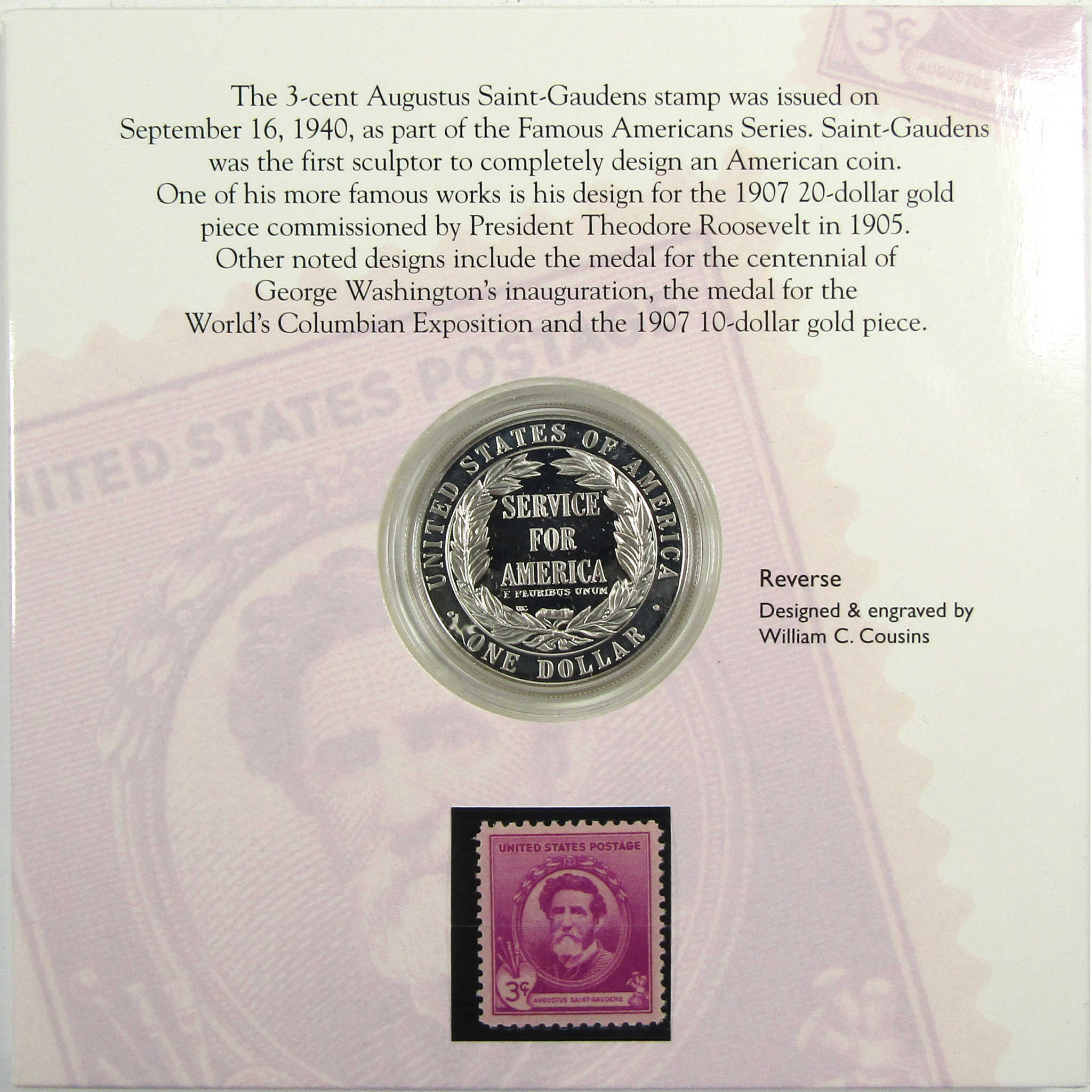 1996 S National Community Service Coin and Stamp Set OGP SKU:CP324