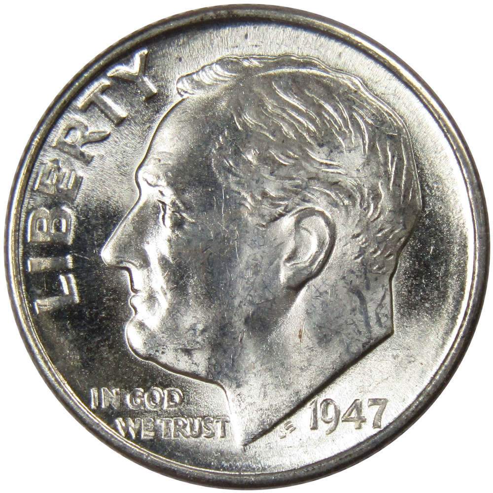 1947 D Roosevelt Silver Dime Uncirculated Mint State 10c Coin