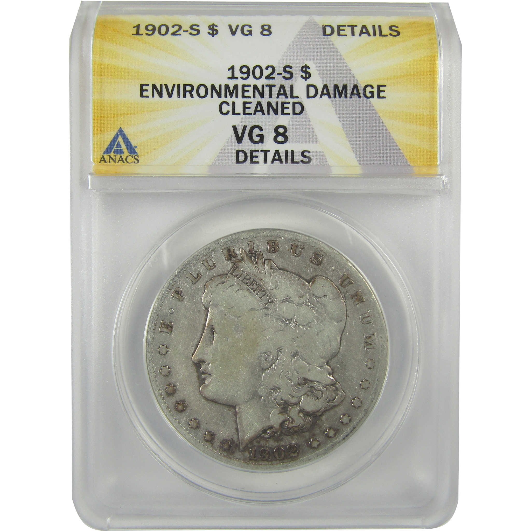 1902 S Morgan Dollar VG 8 Details ANACS Silver $1 Coin SKU:I21660 - Morgan coin - Morgan silver dollar - Morgan silver dollar for sale - Profile Coins & Collectibles