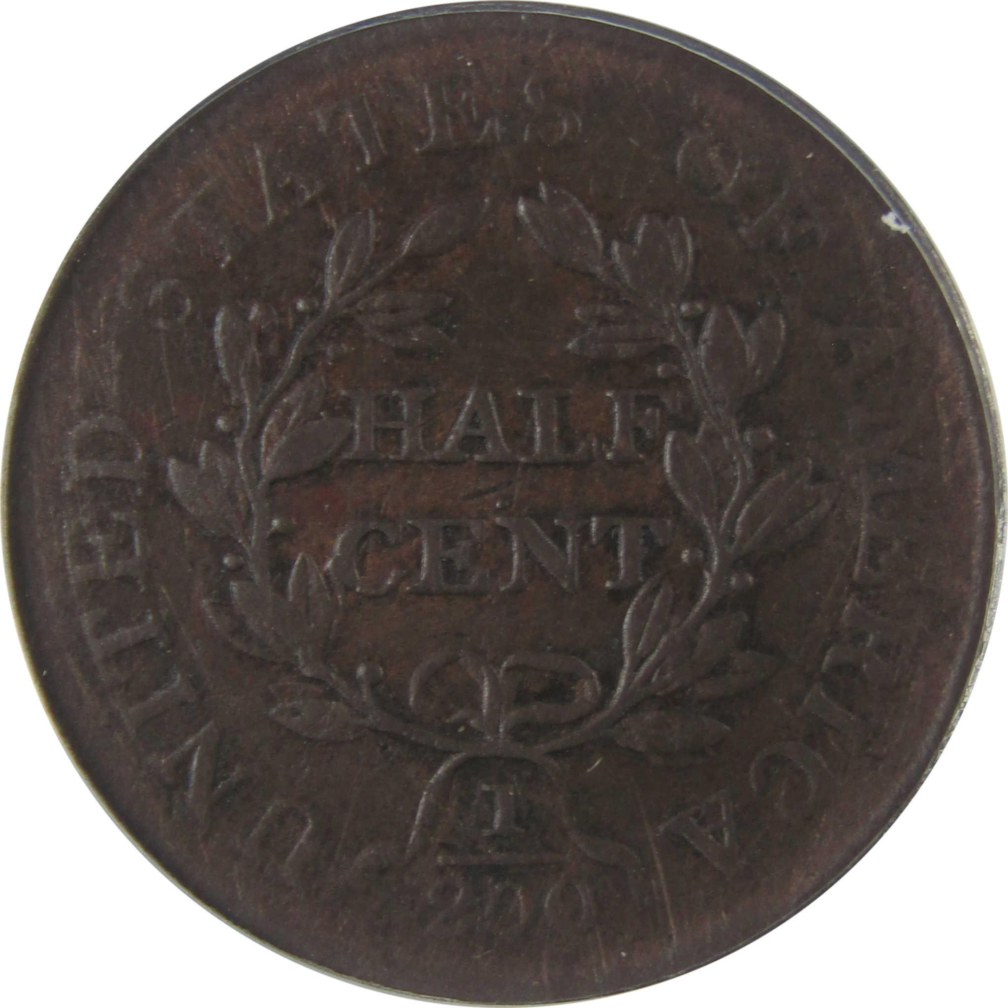 1806 Small 6 No Stems Draped Bust 1/2C F 12 Details ANACS SKU:CPC1128