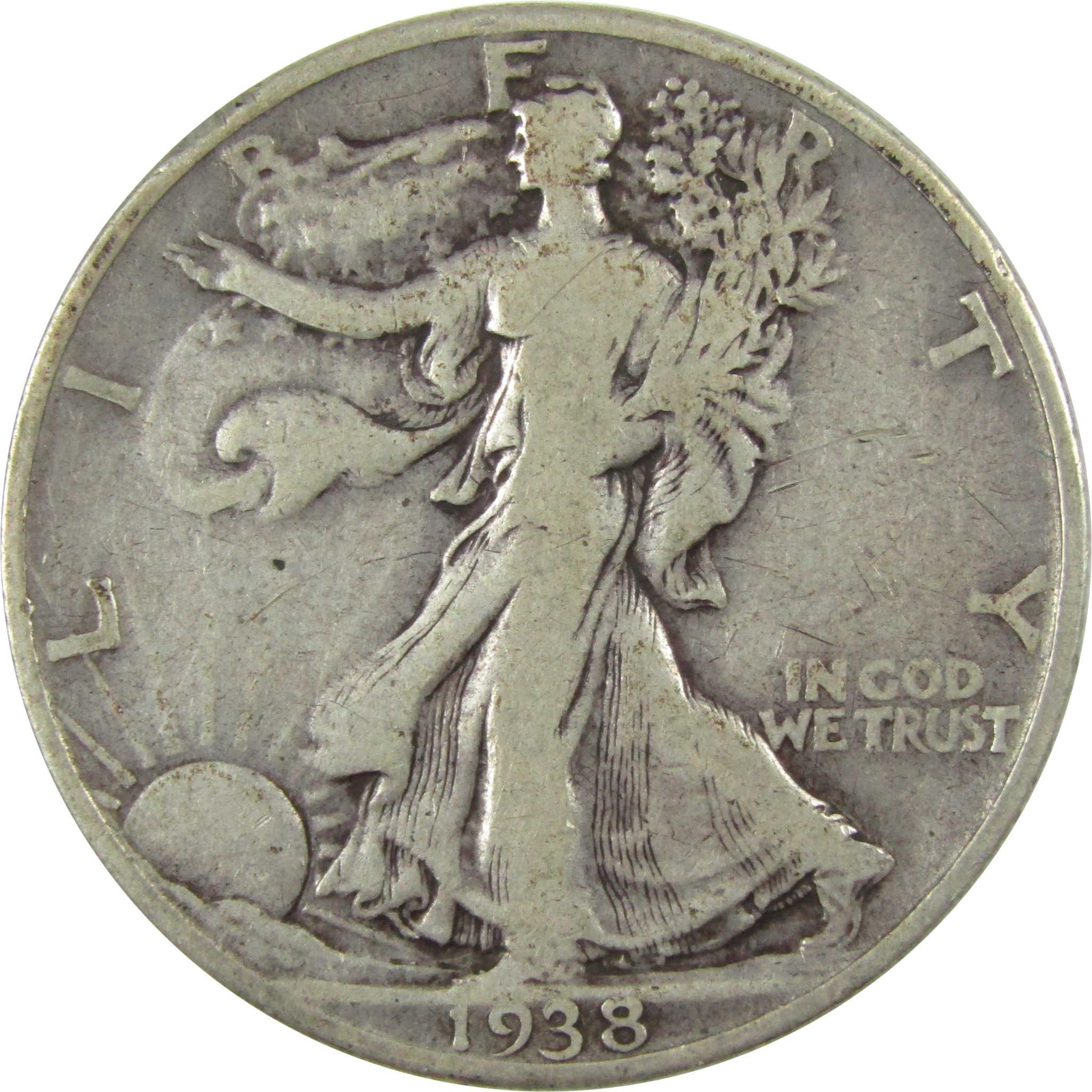 1938 D Liberty Walking Silver Half Dollar VG Very Good SKU:I24637