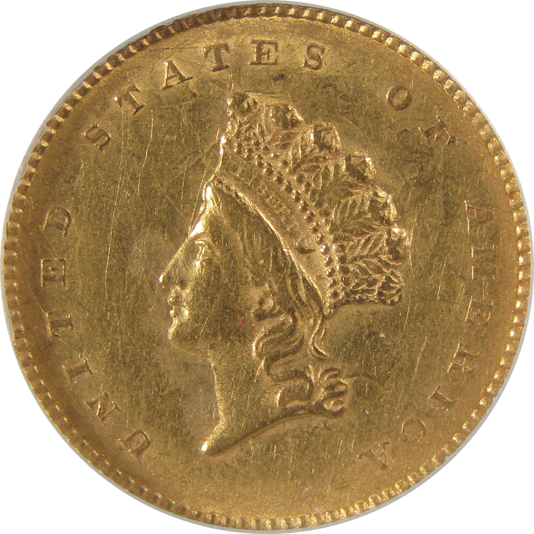 1854 Indian Princess Head Gold Dollar AU 53 Details ANACS SKU:I25469