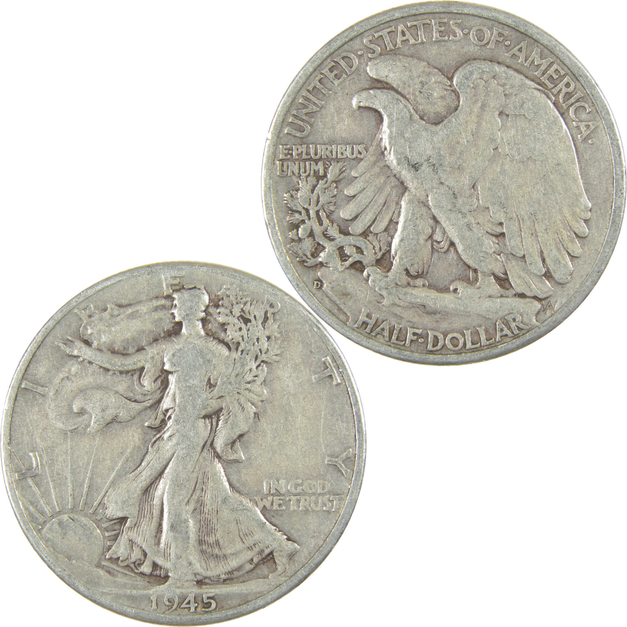 1945 D Liberty Walking Half Dollar G Good Silver 50c Coin