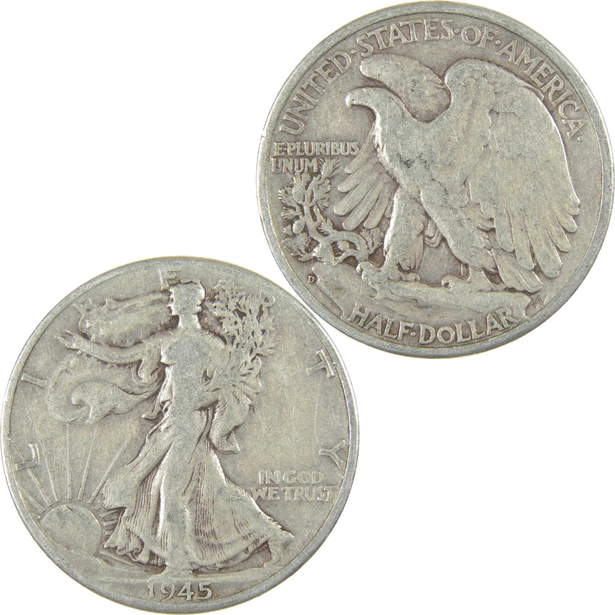1945 D Liberty Walking Half Dollar G Good Silver 50c Coin