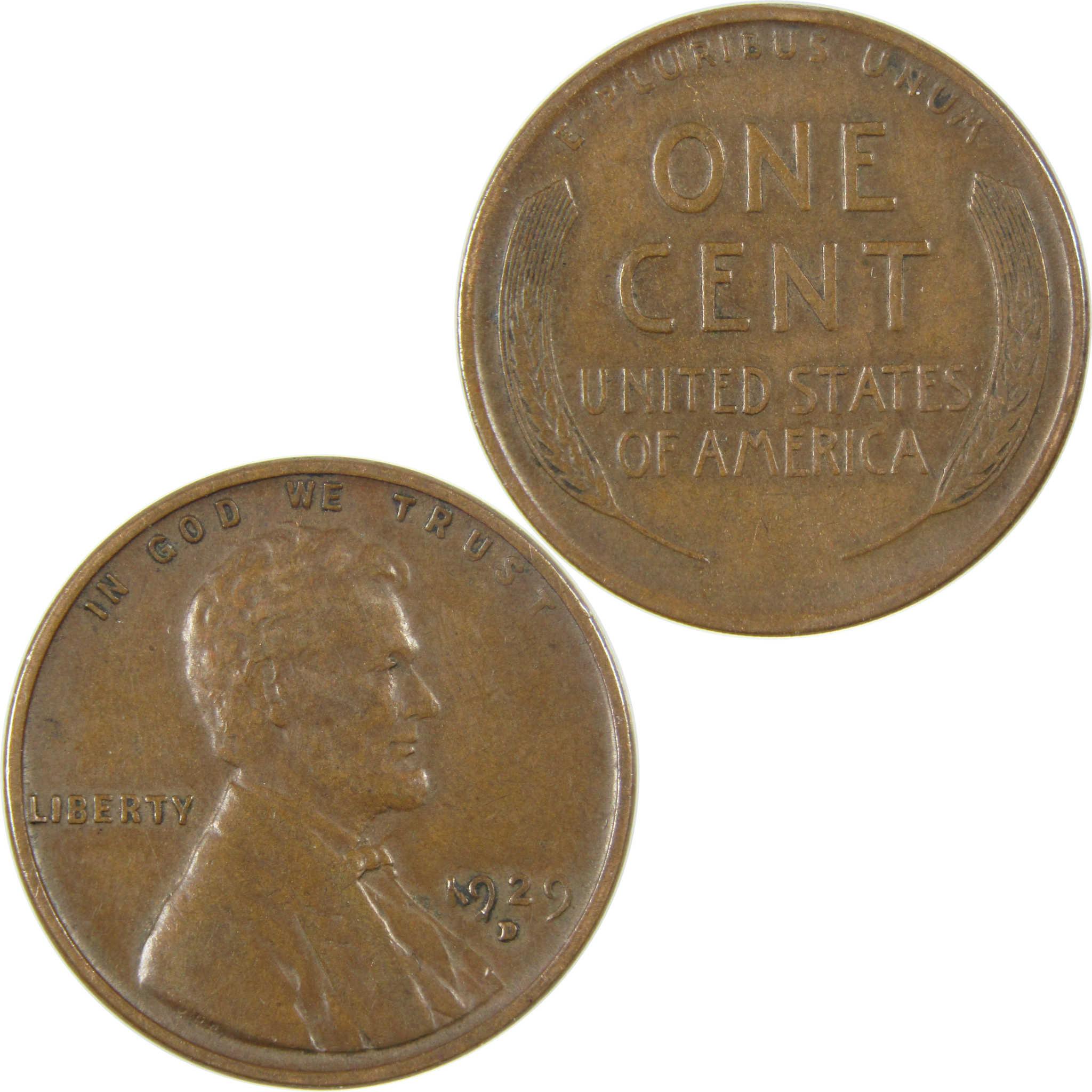 1929 D Lincoln Wheat Cent VF Very Fine Penny 1c Coin SKU:I27266