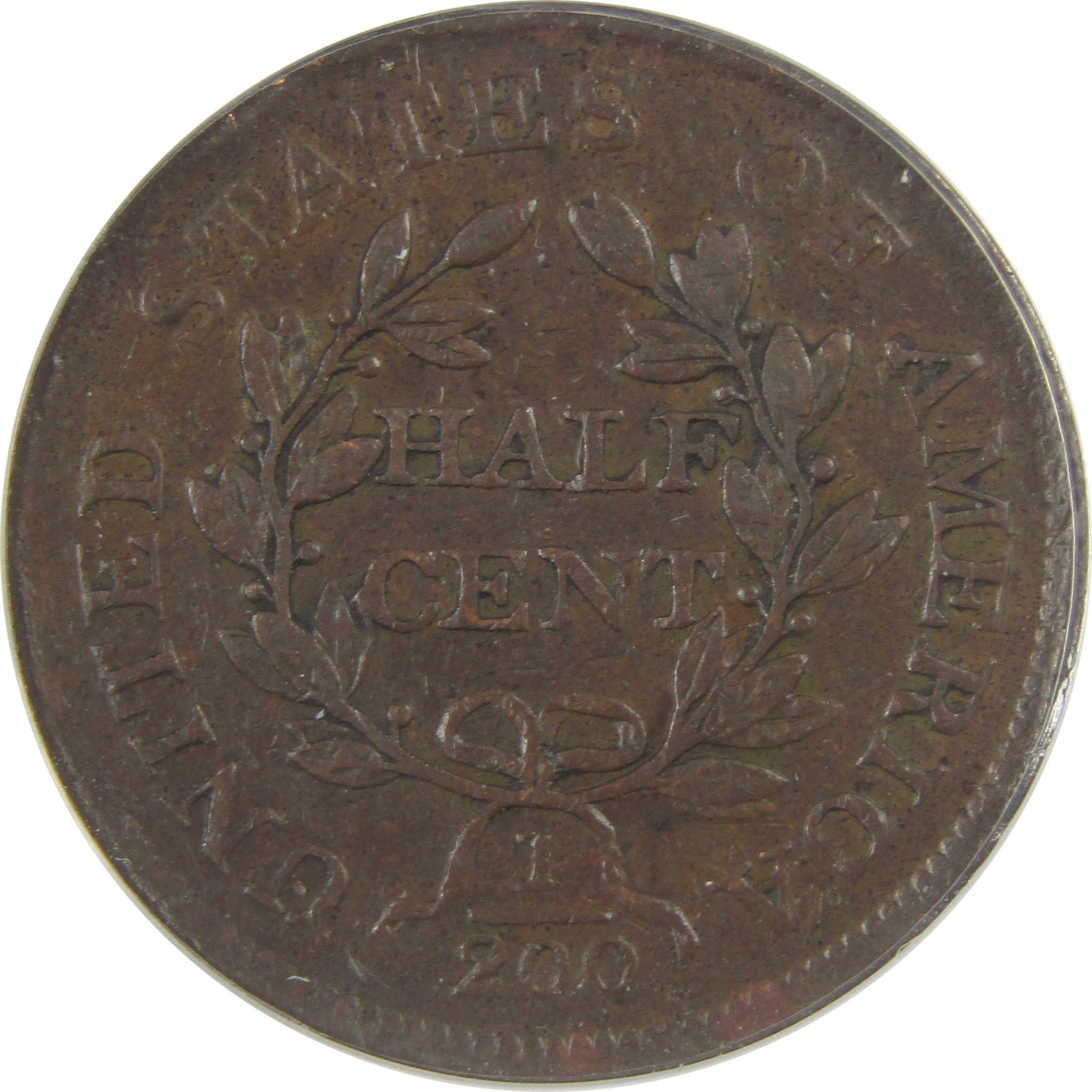 1804 Plain 4 No Stems Draped Bust Half Cent VF 30 ANACS SKU:CPC0824