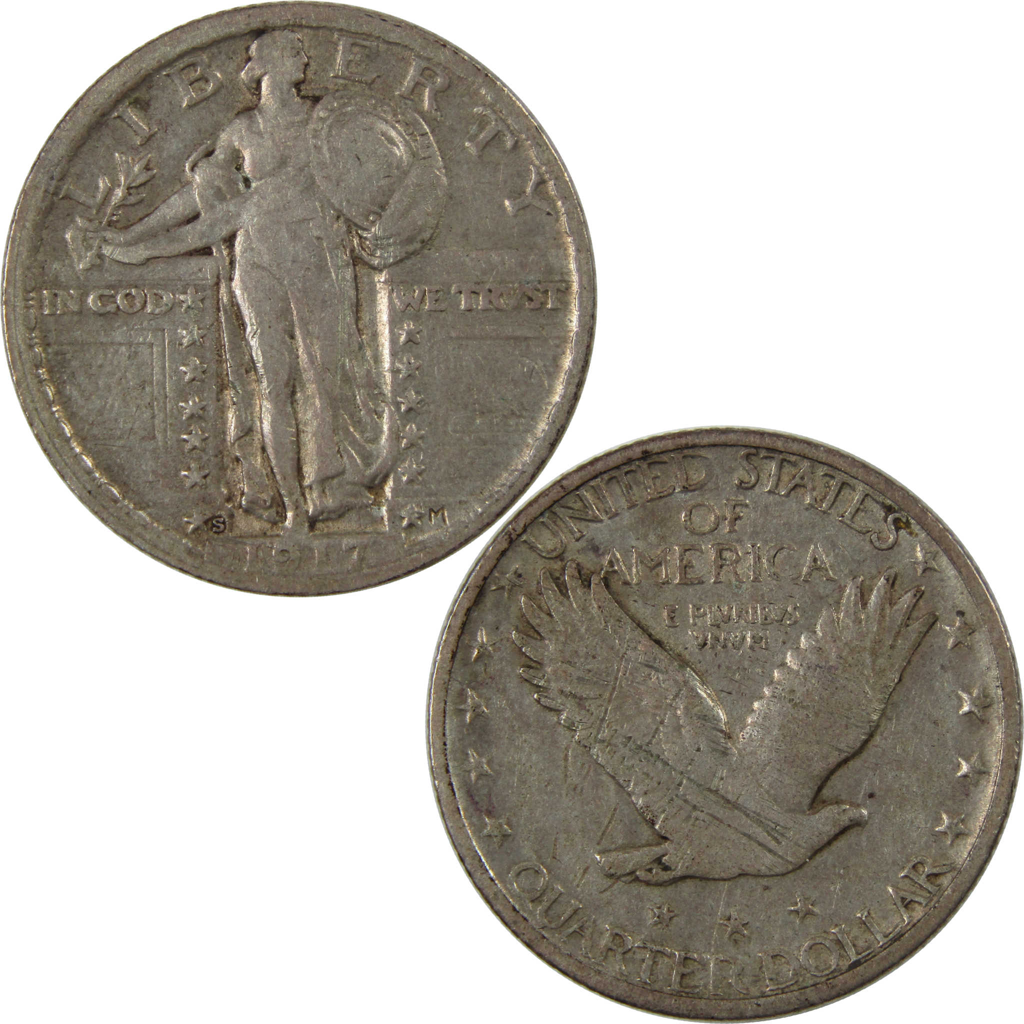 1917 S Type 2 Standing Liberty Quarter F Fine Details SKU:I23720