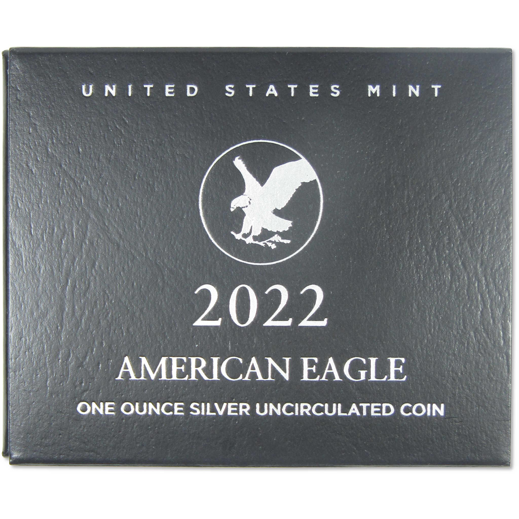 2022 W American Silver Eagle Uncirculated Bullion Burnished OGP COA