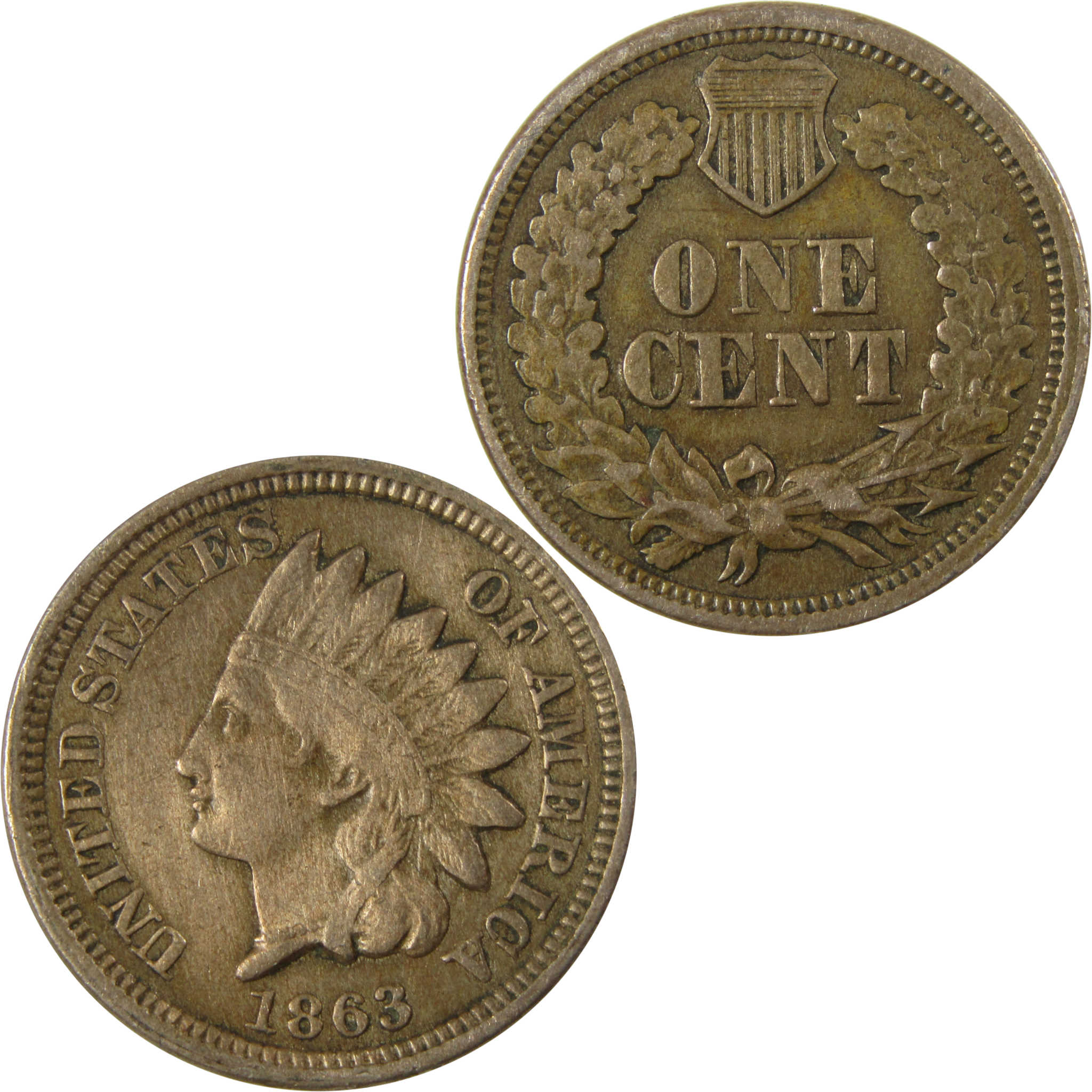 1863 Indian Head Cent VF Very Fine Details Penny 1c Coin SKU:CP1173