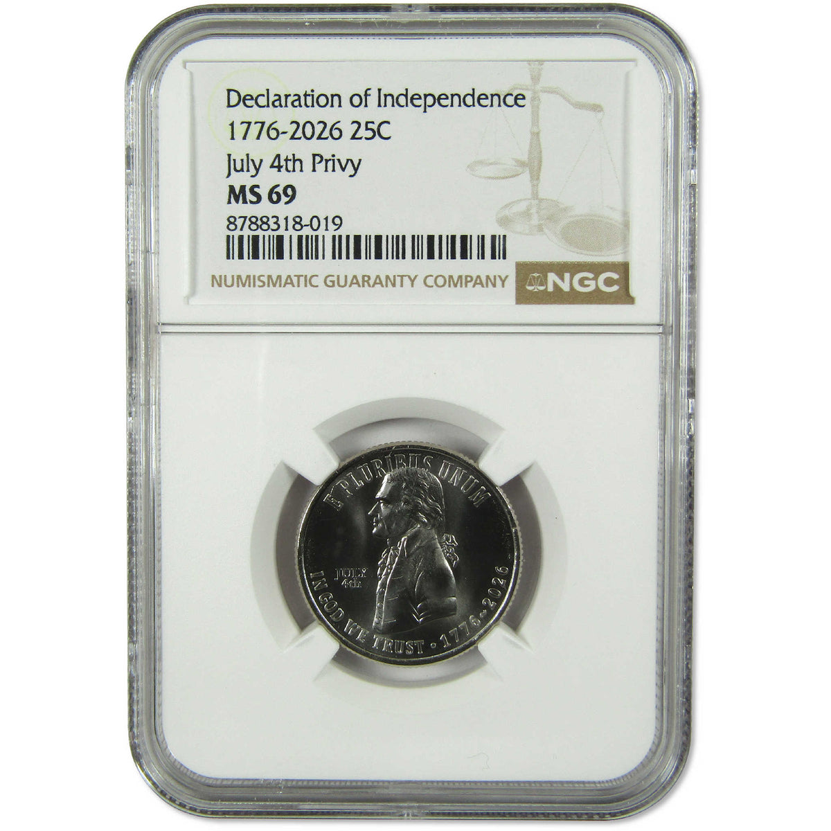 2026 July 4th Privy Declaration Independence 25c MS 69 NGC SKU:I28931