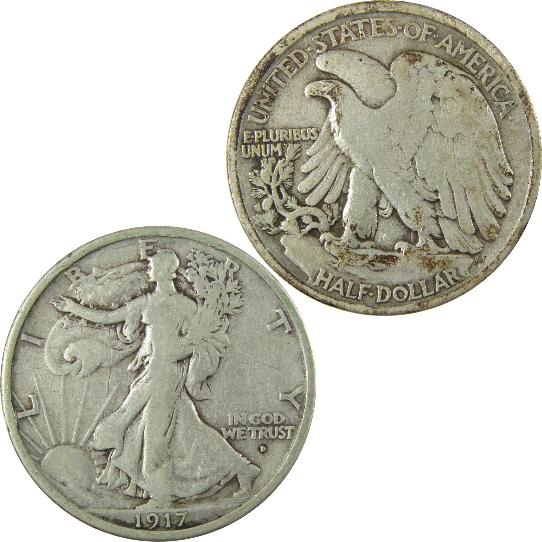 1917 D Obverse Liberty Walking Silver 50c VG Very Good SKU:CP1468