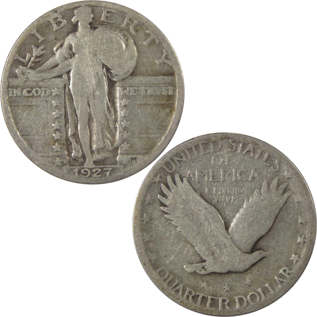1927 S Standing Liberty Silver Quarter G Good 25c Coin SKU:I25168