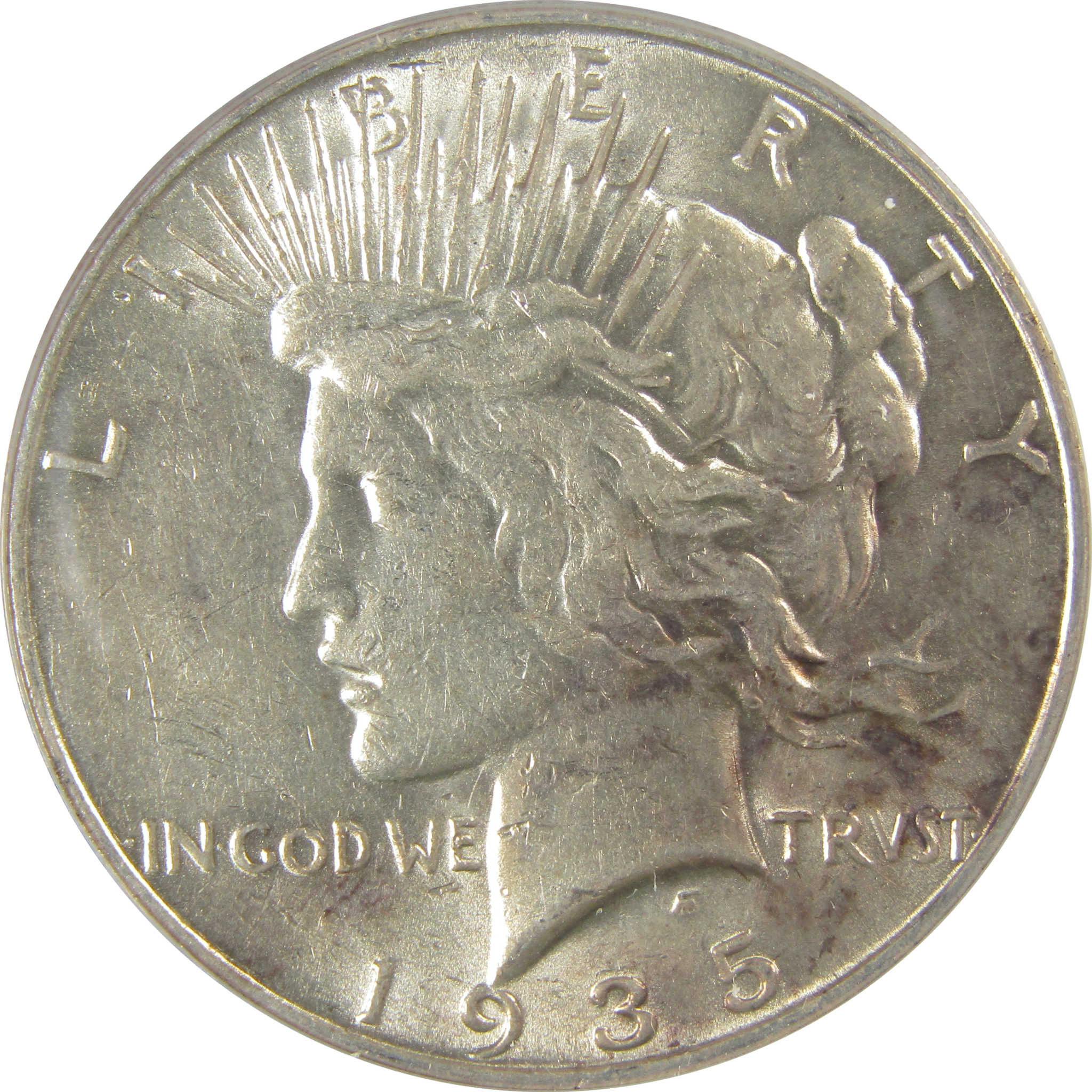 1935 S Peace Dollar AU 50 ANACS Silver $1 Coin SKU:I20755