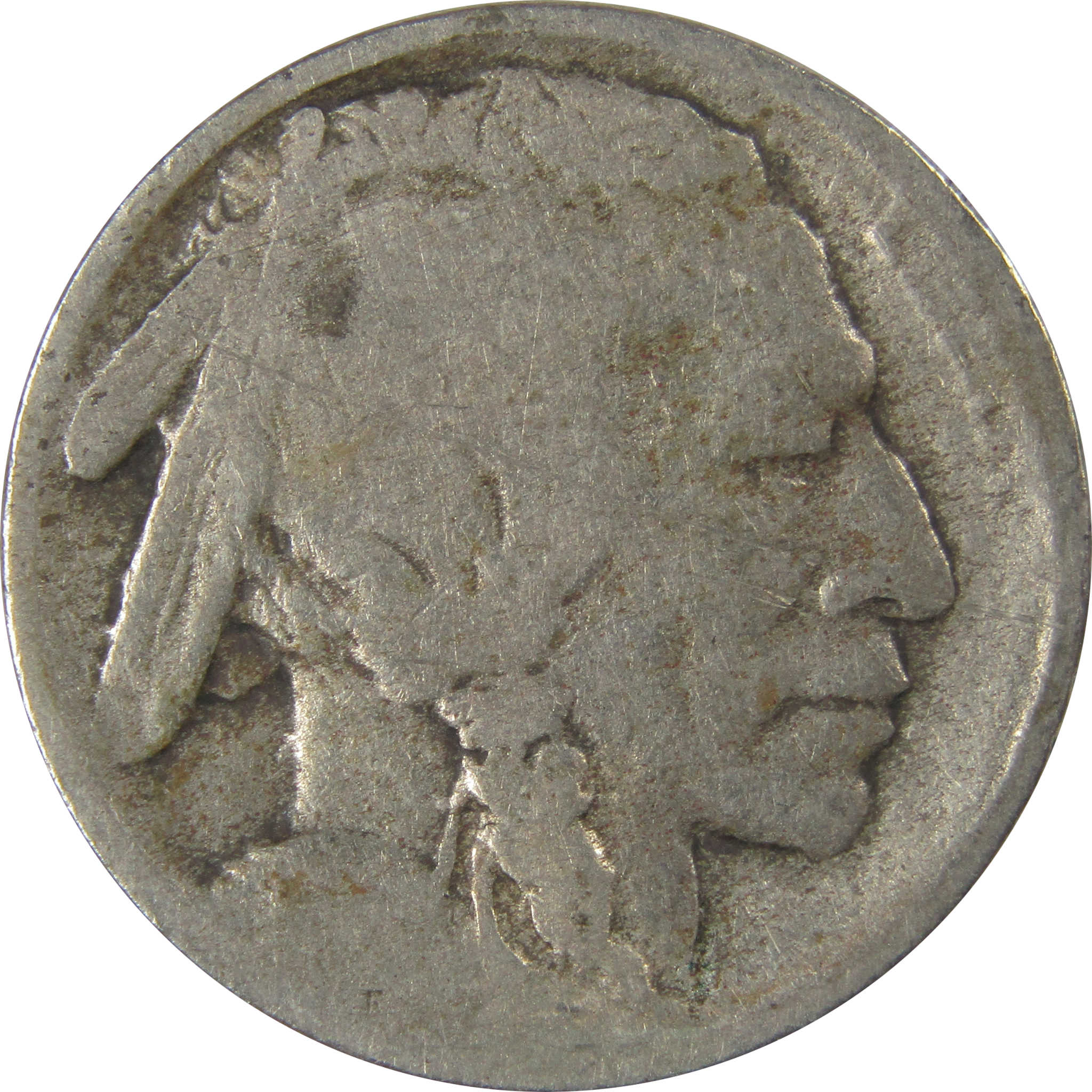 1913 S Type 1 Indian Head Buffalo Nickel 5c Coin No Date SKU:I22827