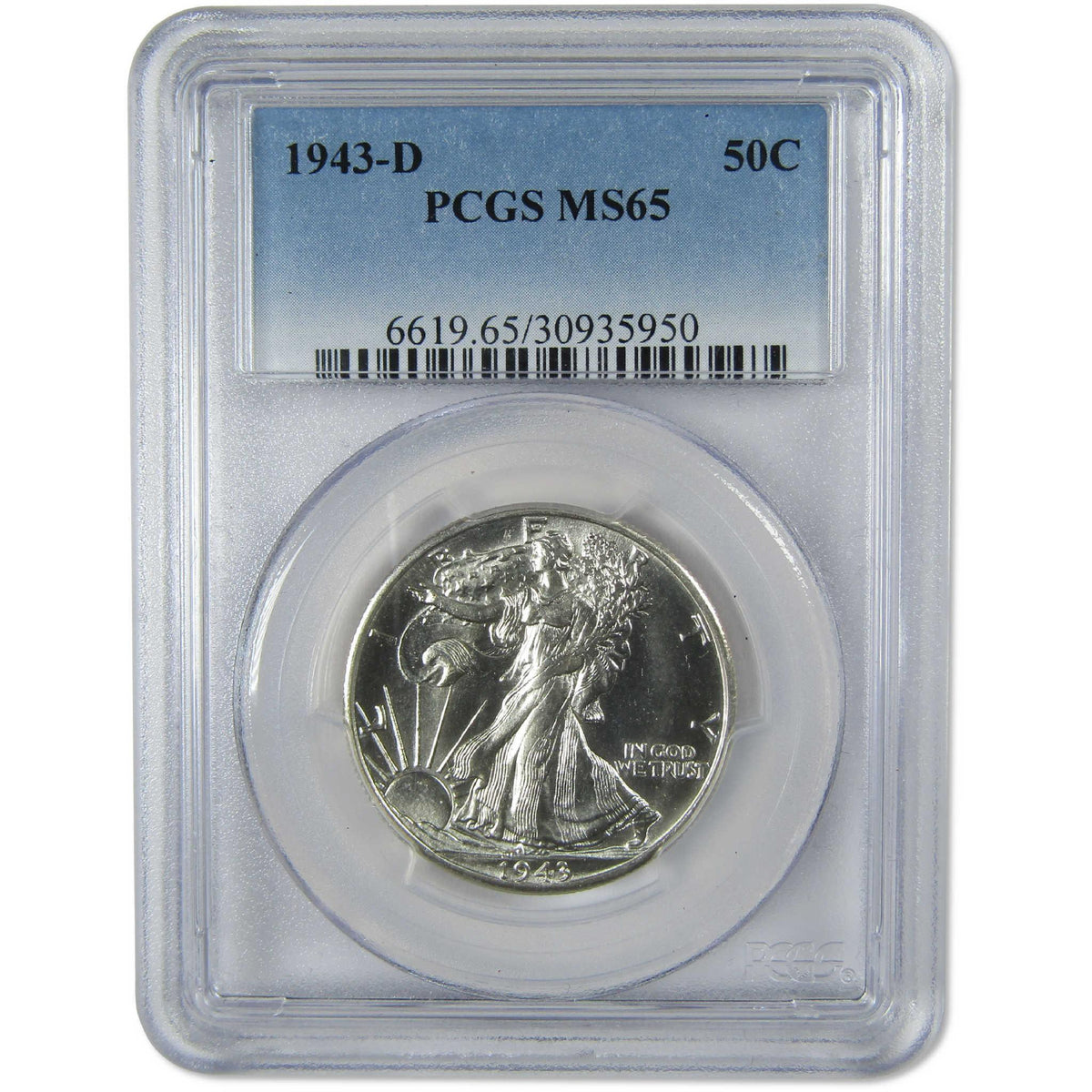 1943 D Liberty Walking Silver Half Dollar MS 65 PCGS 50c Coin