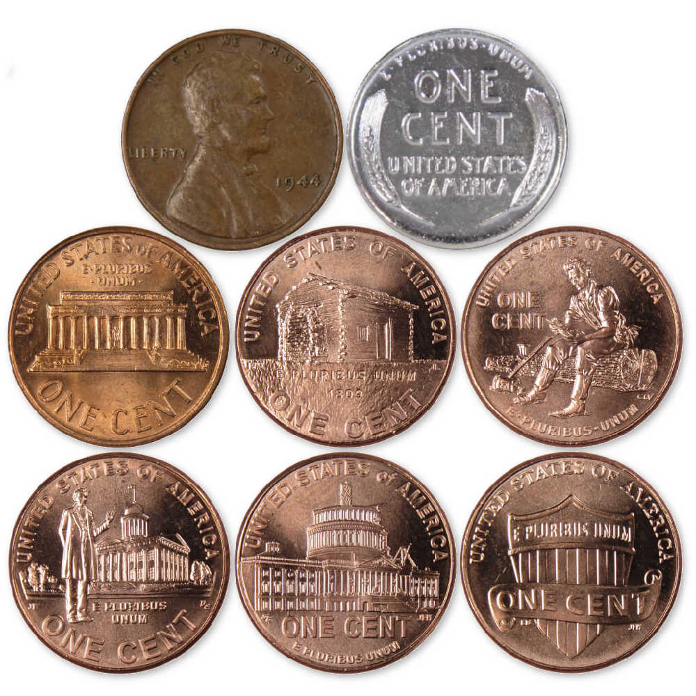 100 Years of Lincoln Penny Cent Designs 8 Coin Set Collectible