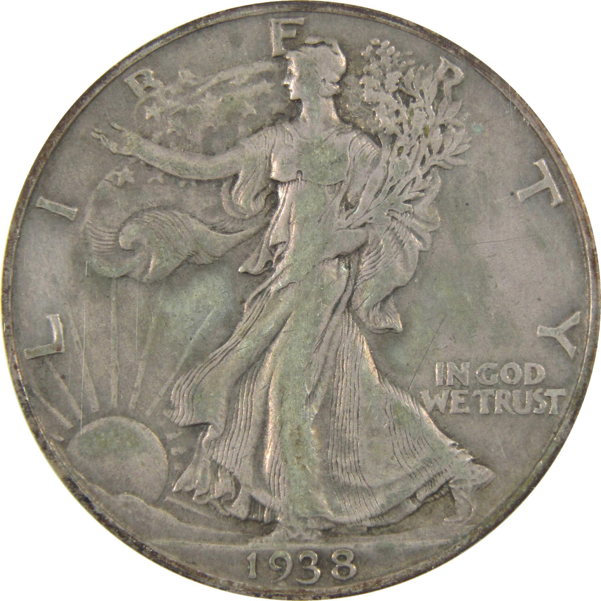 1938 D Liberty Walking Silver Half 50c EF 40 Details ANACS SKU:I11908