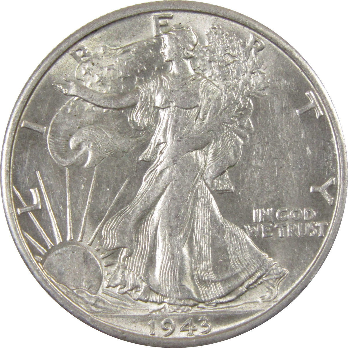 1943 S Liberty Walking Silver 50c Borderline Uncirculated SKU:I28670