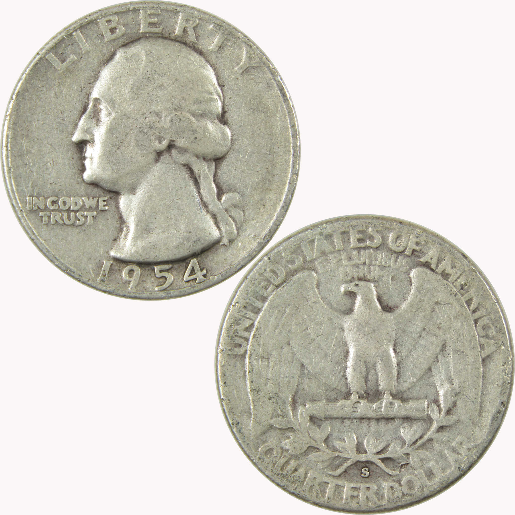 1954 S Washington Silver Quarter G Good 25c Coin Collectible